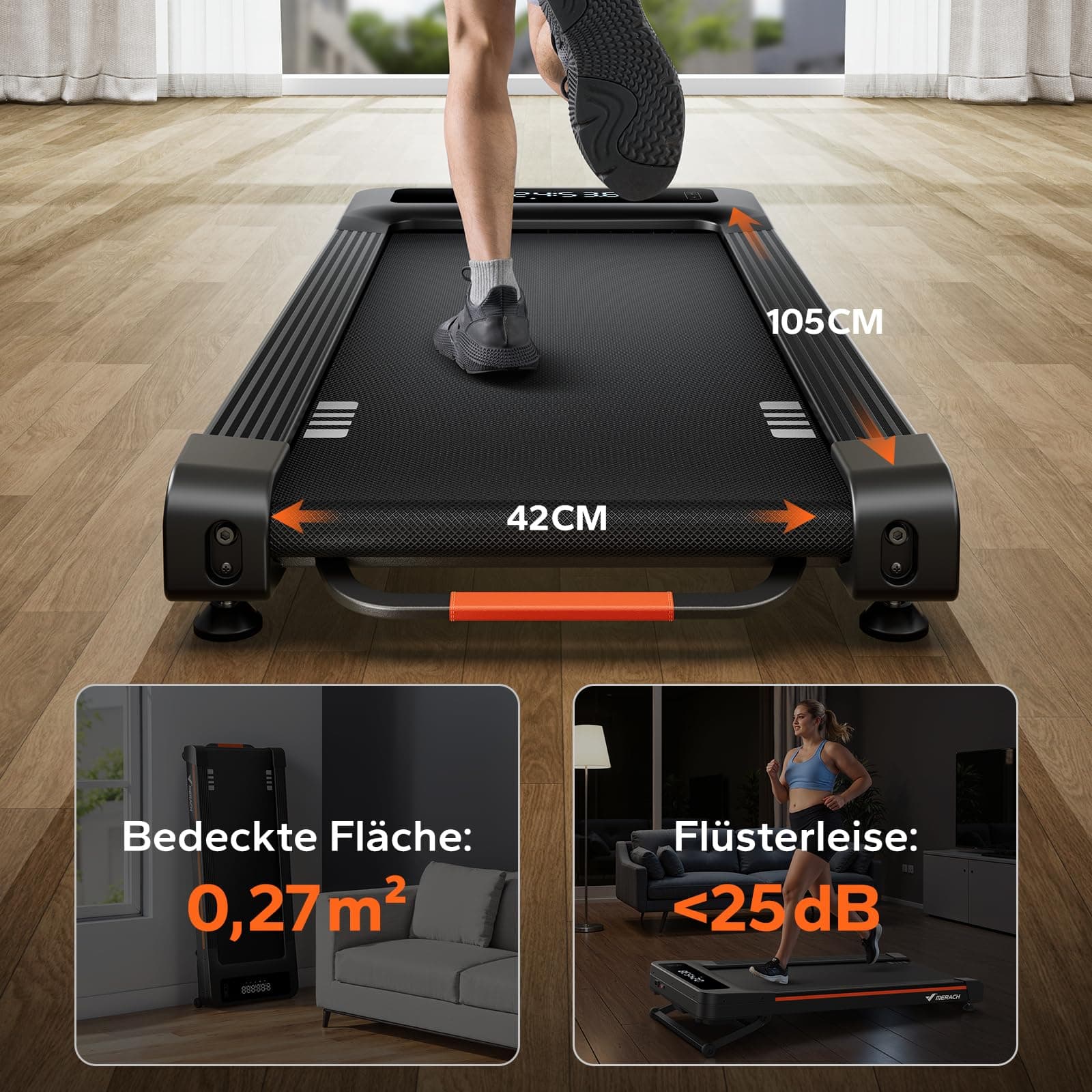 MERACH Walking Pad, Laufband Für Zuhause mit 12% Automatischer Steigung, Max 180KG – Bild 8