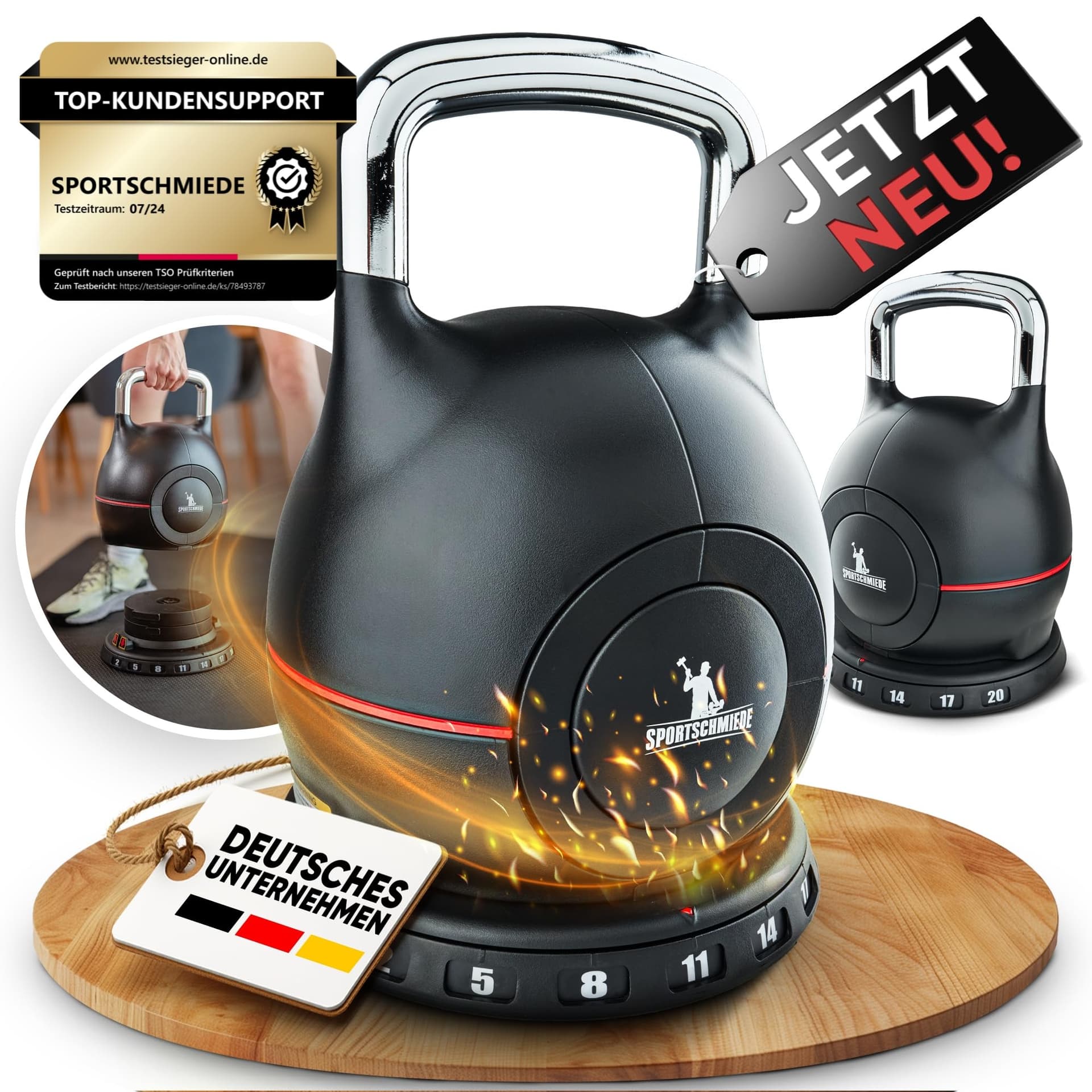 SPORTSCHMIEDE Kettlebell [Verstellbar] 2-20 kg