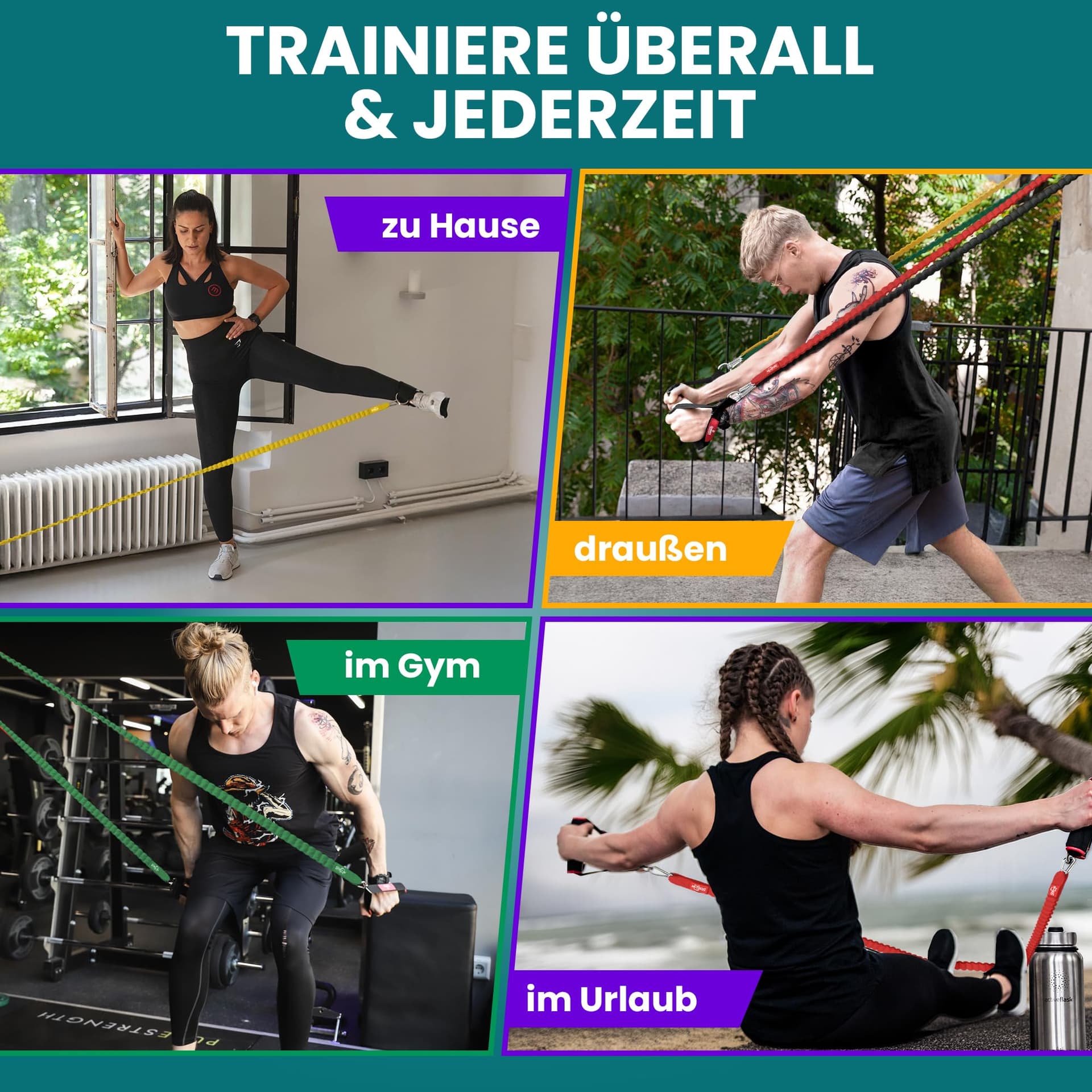 BeMaxx Resistance Bands Weerstandsbanden Stof Fitnessband Set + – Bild 7