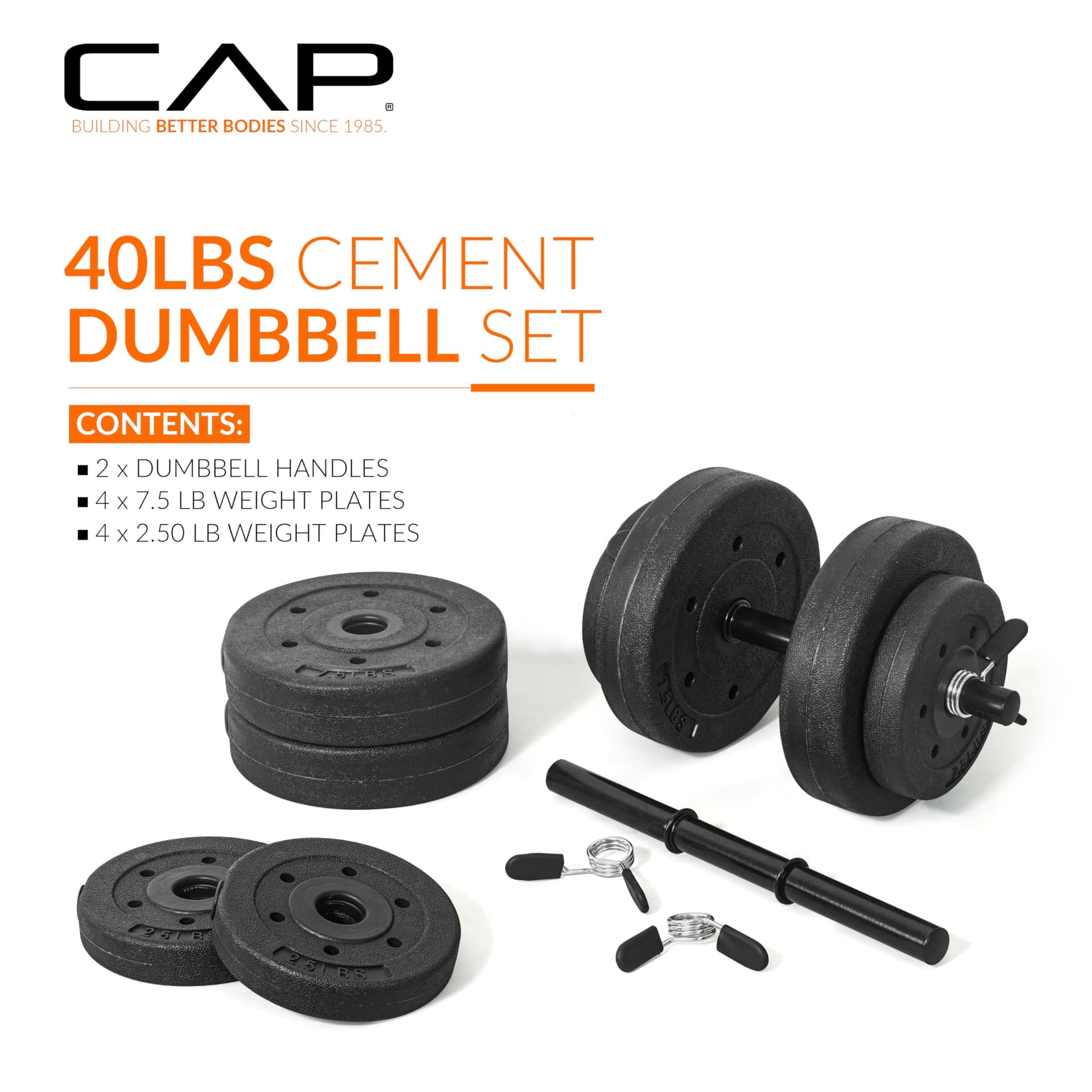 CAP Barbell 40-Pound Adjustable Cement Dumbbell Set – Bild 2