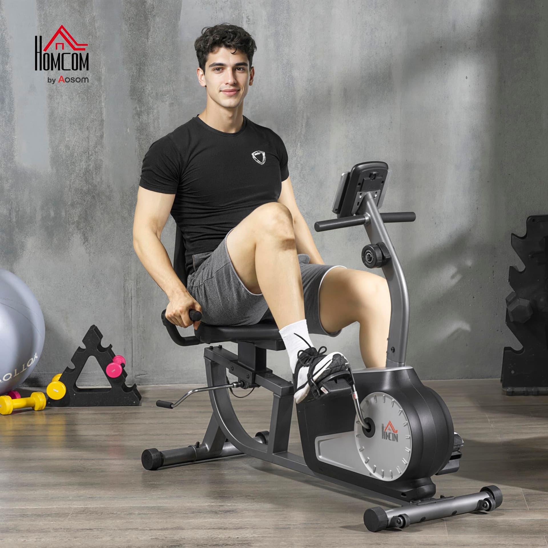 HOMCOM Heimtrainer Ergometer Liegefahrrad Heimtrainer mit – Bild 2