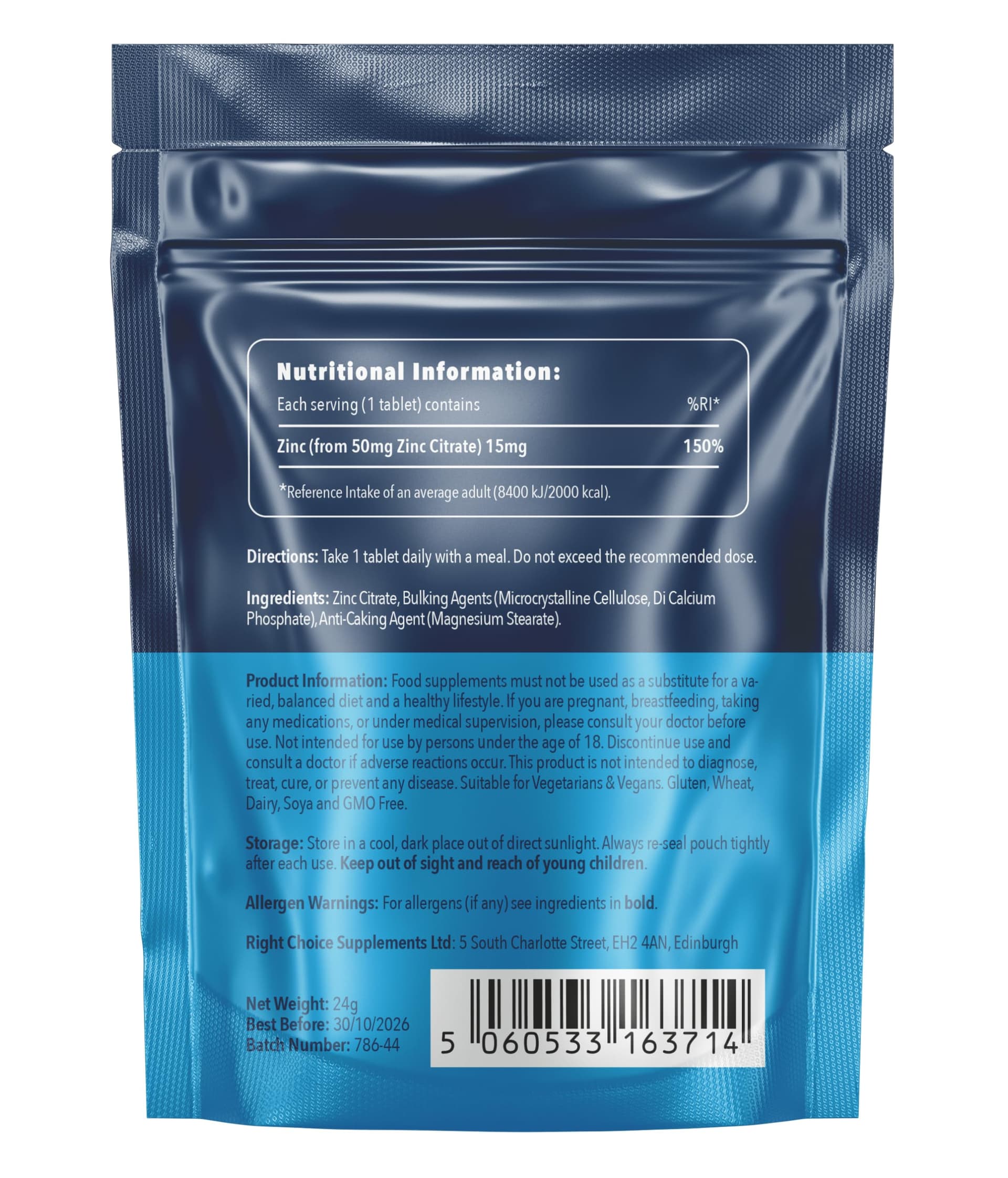 Right Choice Supplements Zinc Citrate 50mg Tablets – Bild 4