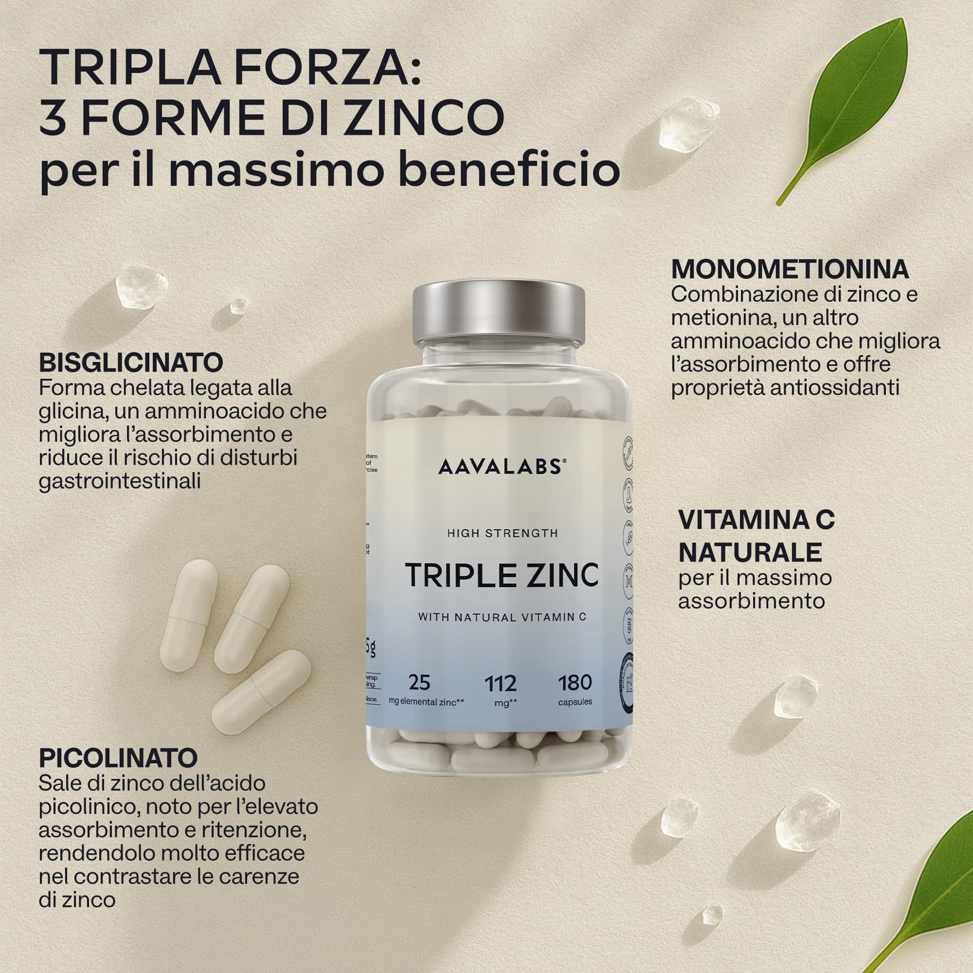 AAVALABS Zinco Integratore 25mg – Bild 4
