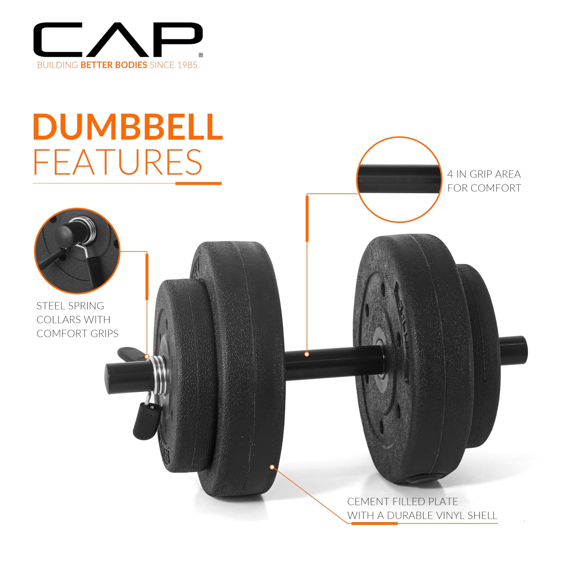 CAP Barbell 40-Pound Adjustable Cement Dumbbell Set – Bild 3