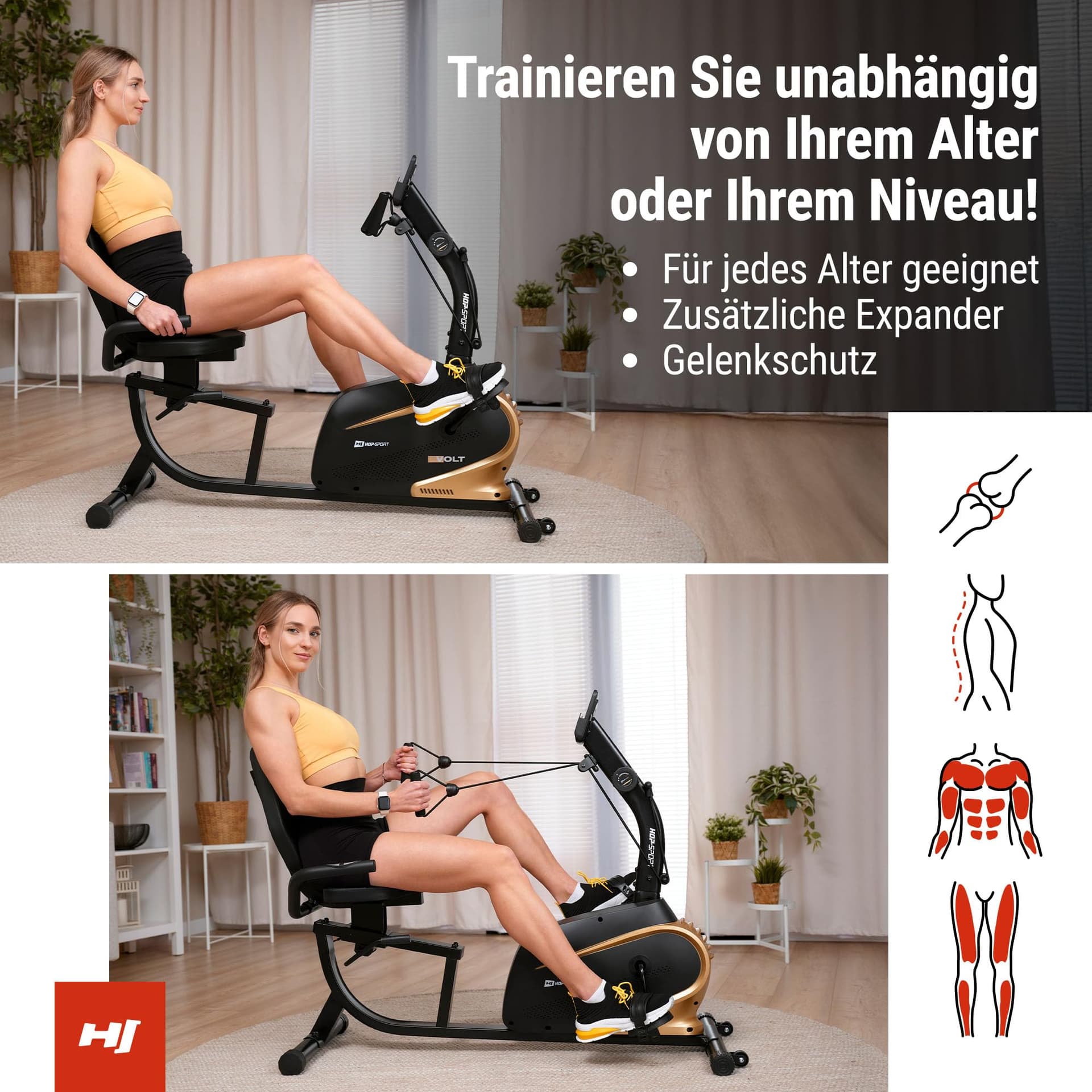 HS HOP-SPORT Hop-Sport Liegeergometer für zu Hause HS-045L – Bild 6