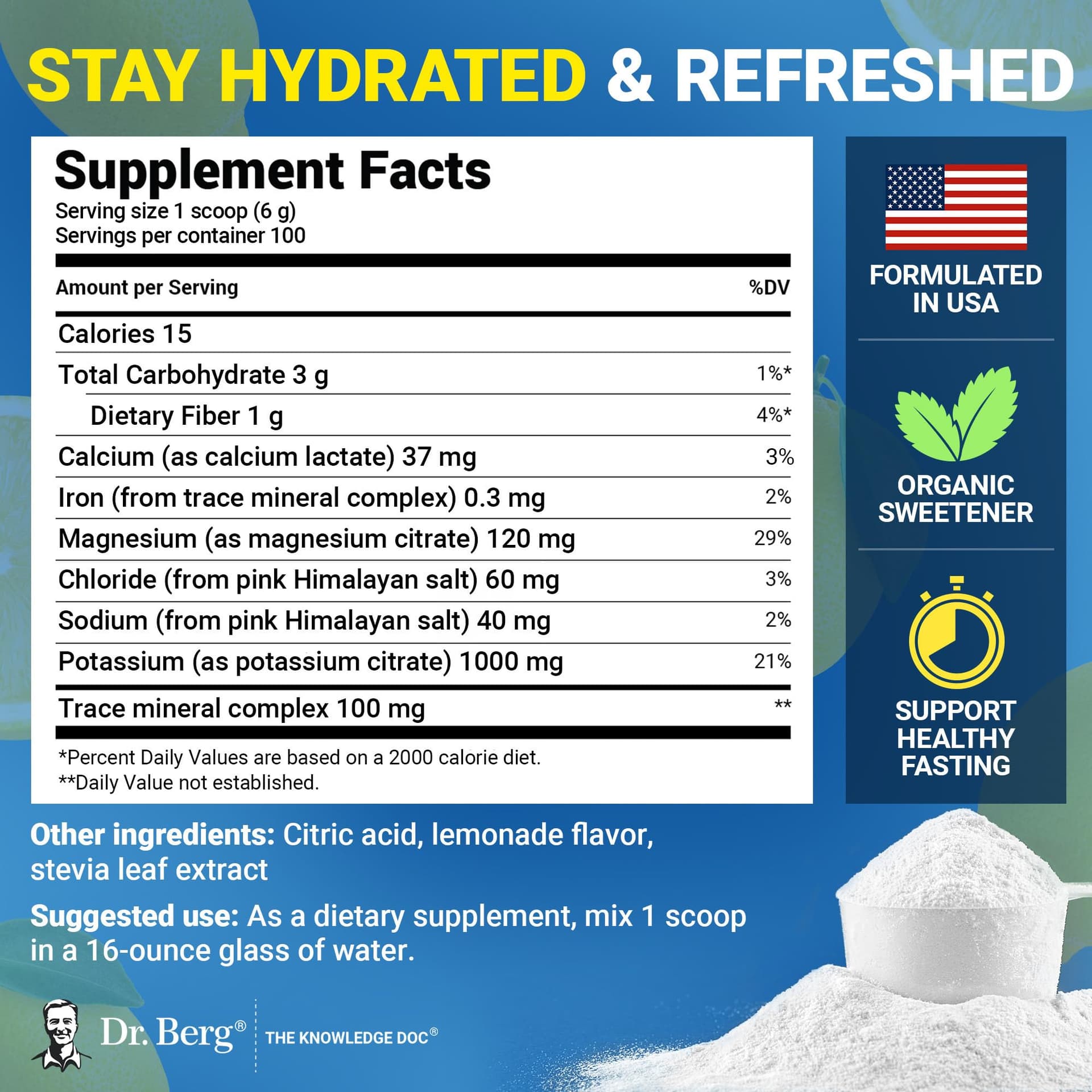 Dr. Berg Nutritionals Dr. Berg Zero Sugar Hydration Keto Electrolyte Powder – Bild 3