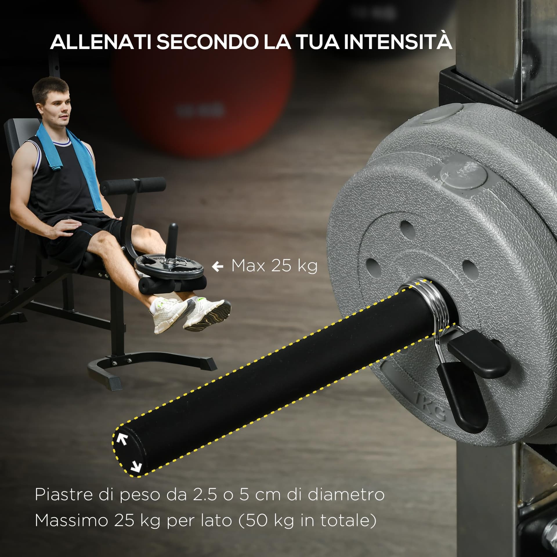 SPORTNOW Stazione Fitness Multifunzione con Panca per – Bild 6