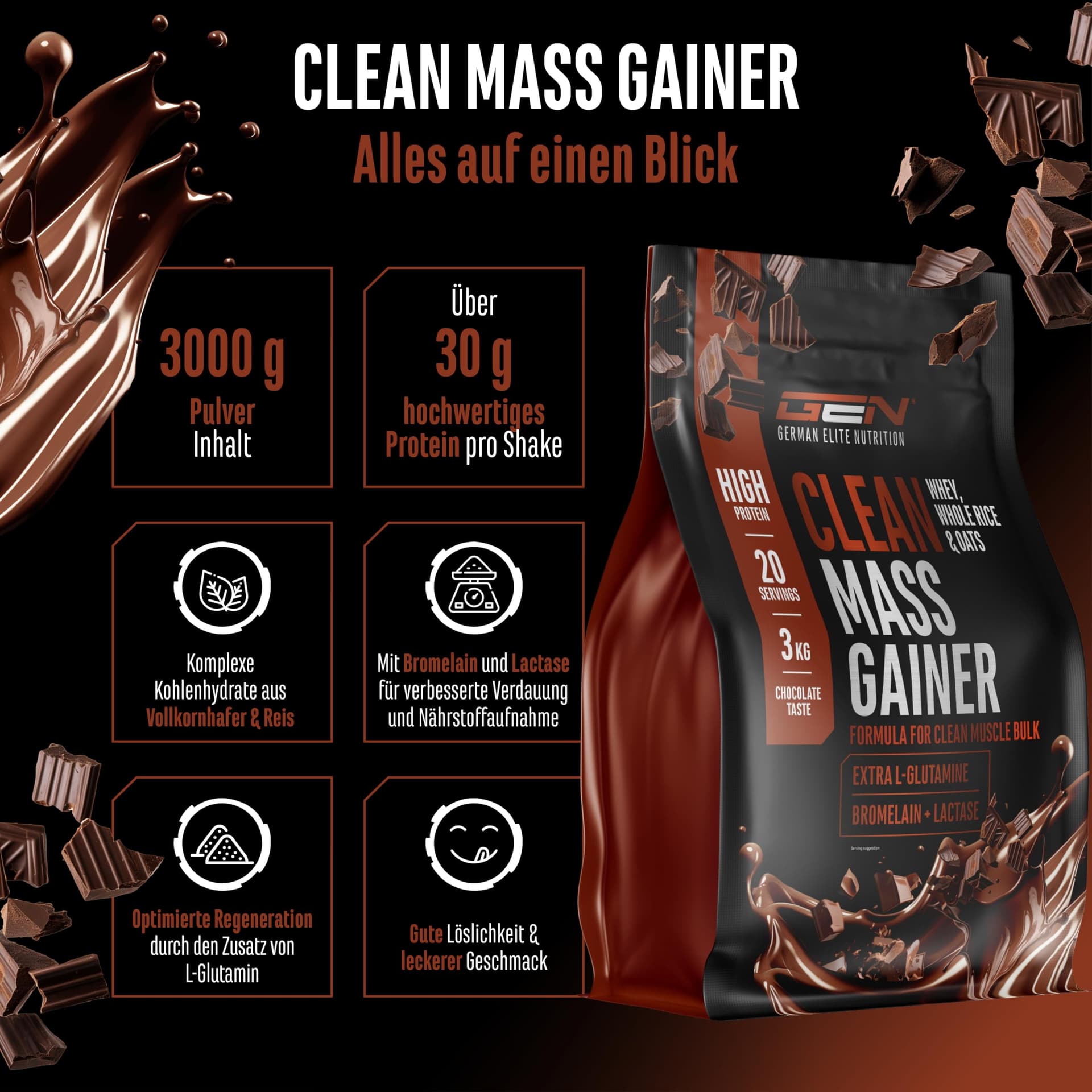 Clean Weight Gainer - 3 kg – Bild 2