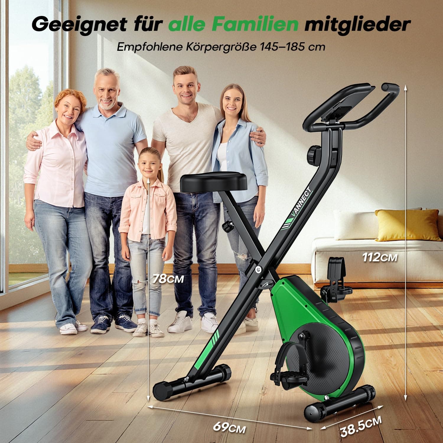 vannect Heimtrainer Fahrrad Klappbar – Bild 7
