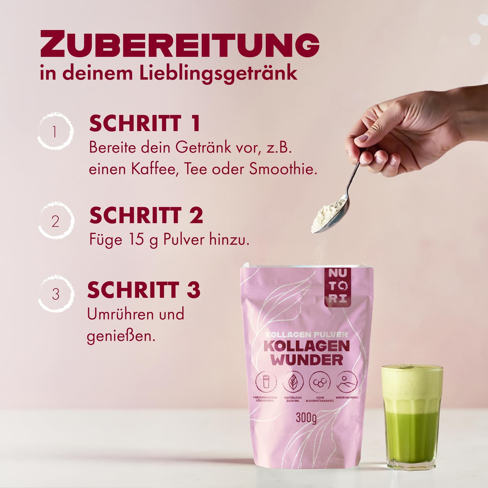 Nutori Kollagen Wunder - Kollagen Pulver 300 g – Bild 7