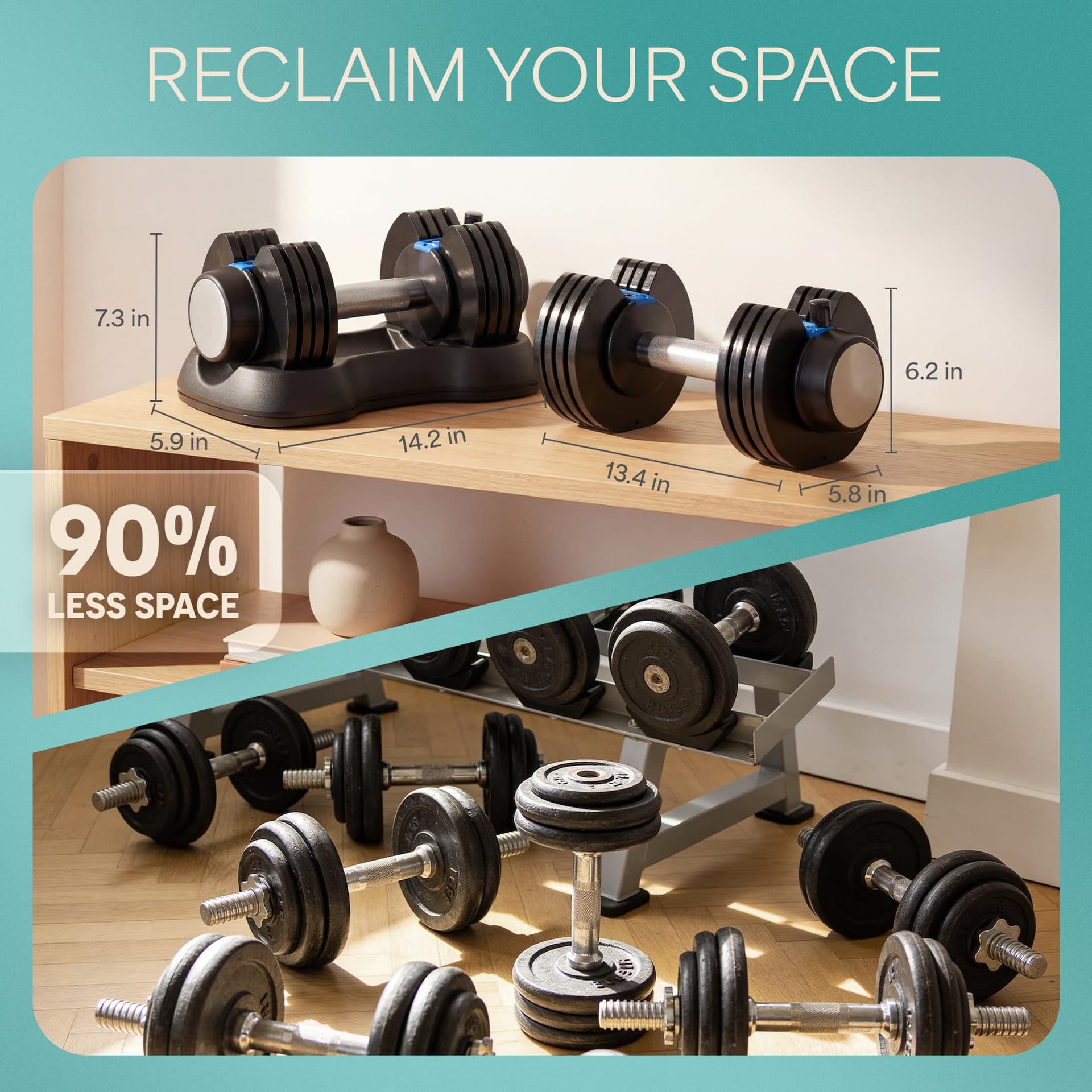 Lifepro Powerflow Plus Adjustable Dumbbell Set of 2 with Rack – 5 to 25 lb – Bild 5