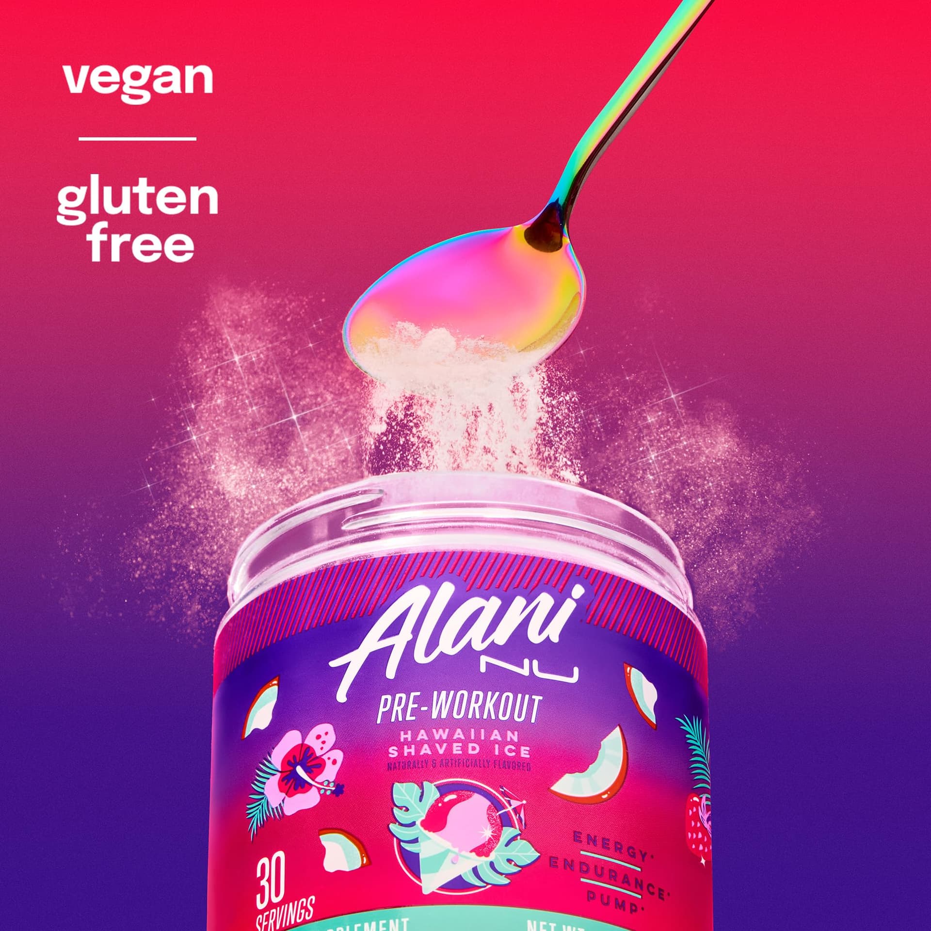 Alani Nu Pre Workout Powder Hawaiian Shaved ICE – Bild 7