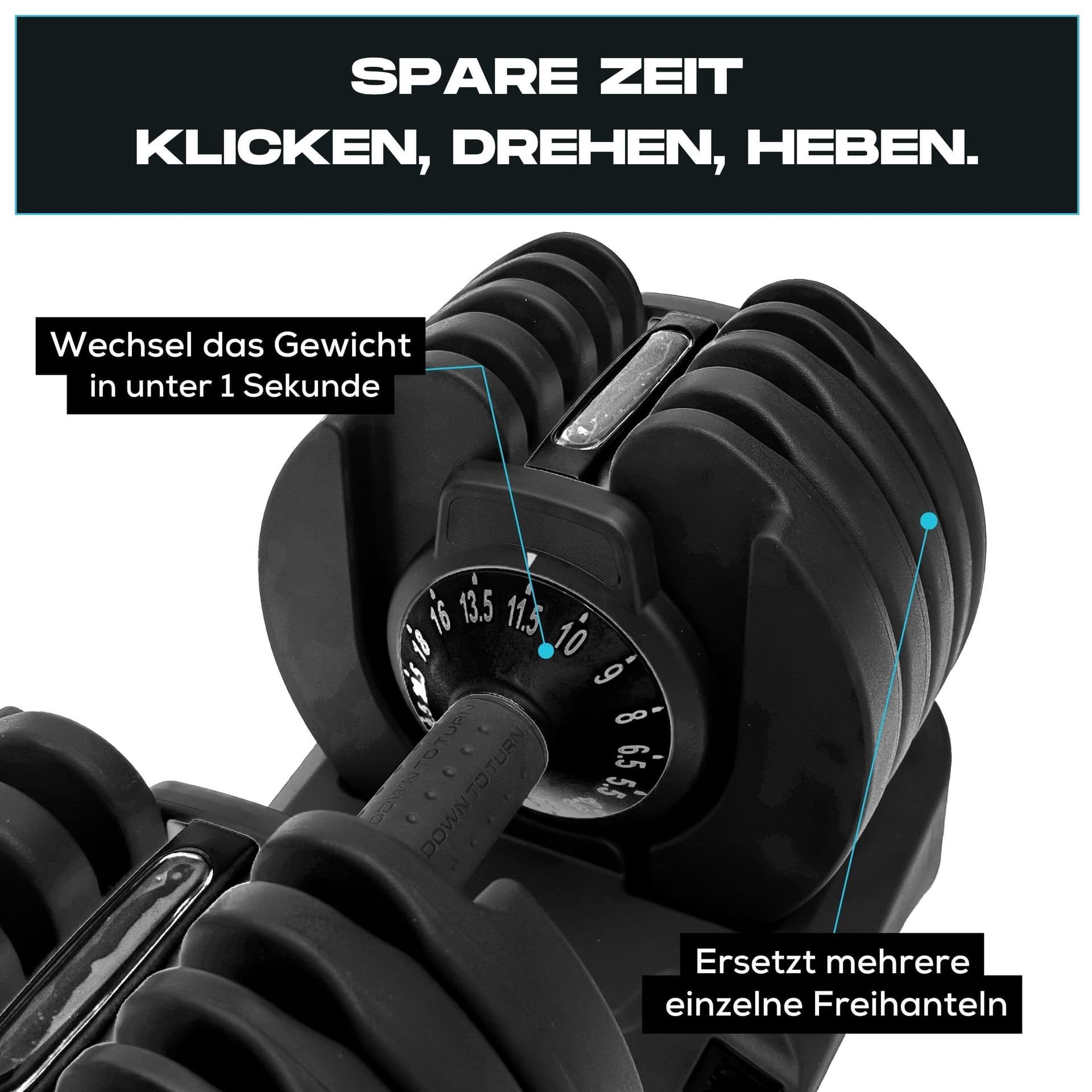 BRAINGAIN 15-in-1 verstellbares Hantelset 24 kg – Bild 6