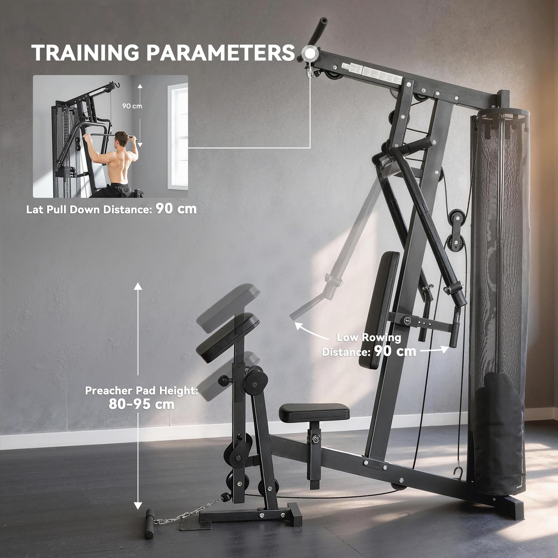 SPORTNOW Multi Gym, All in One Home Gym Machine with Adjustable Seat and Back, 45kg – Bild 6