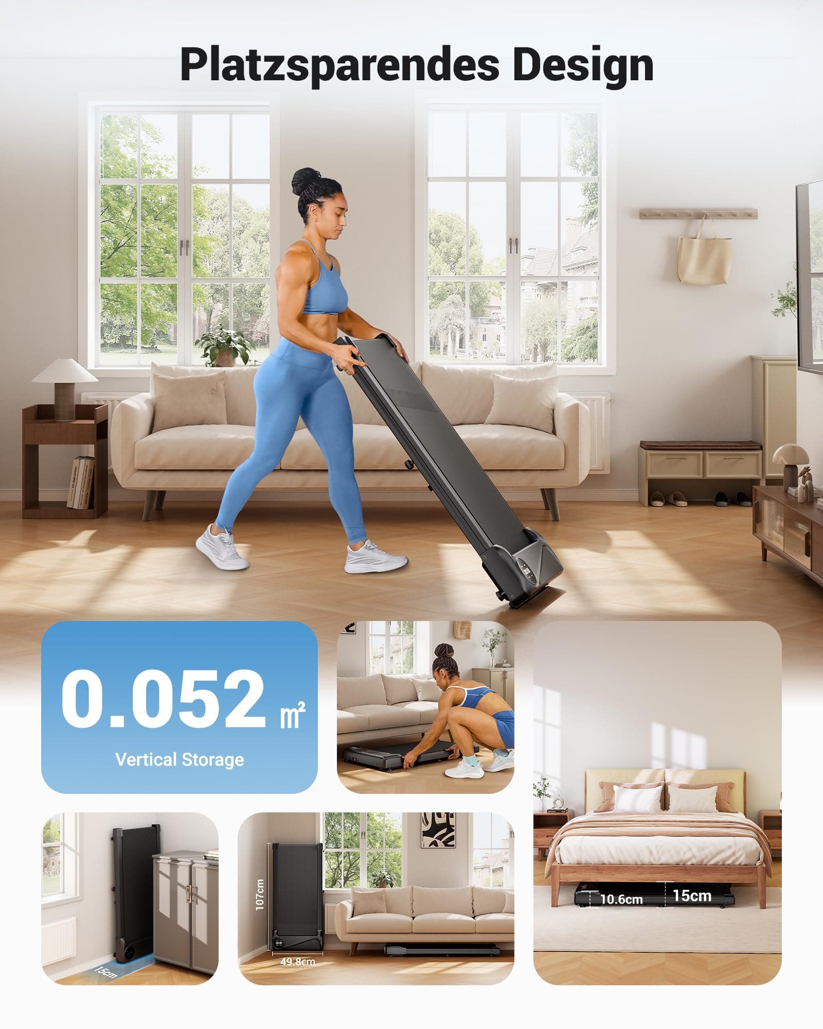 THERUN Schreibtisch Walking Pad mit Leise 2,75 PS-Motor – Bild 7