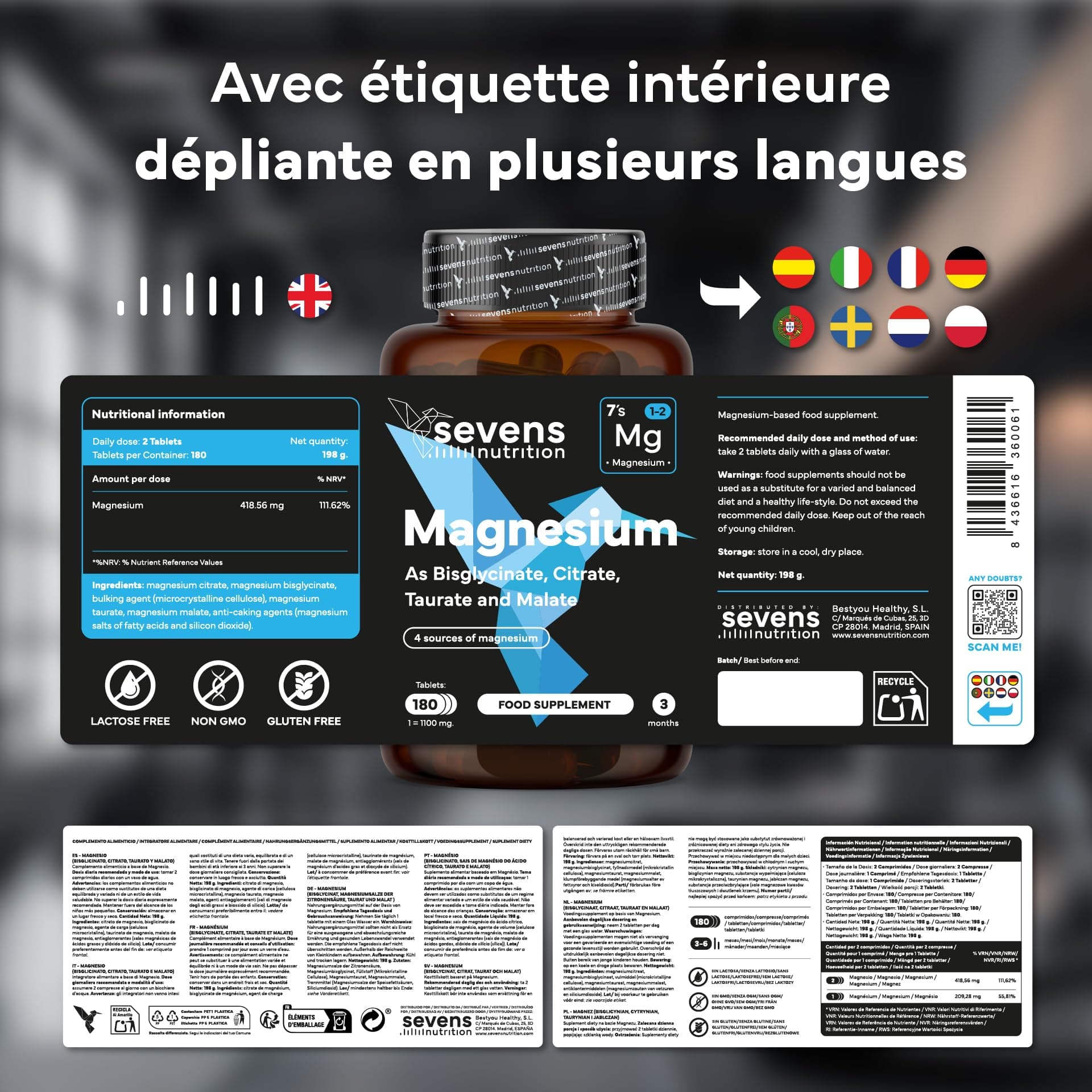 SEVENS NUTRITION Magnésium Bisglycinate + Citrate – Bild 7