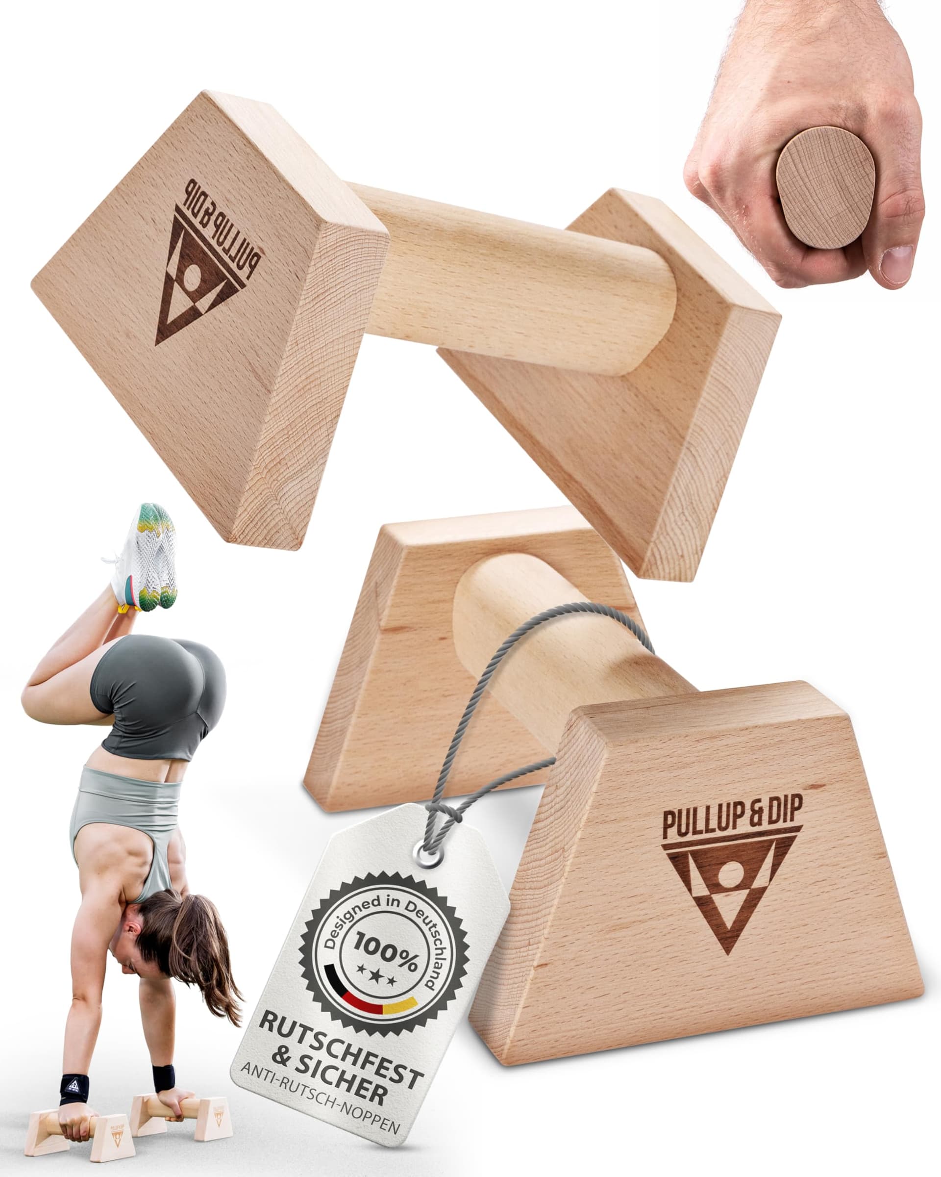 PULLUP & DIP Liegestützgriffe aus Holz inkl.
