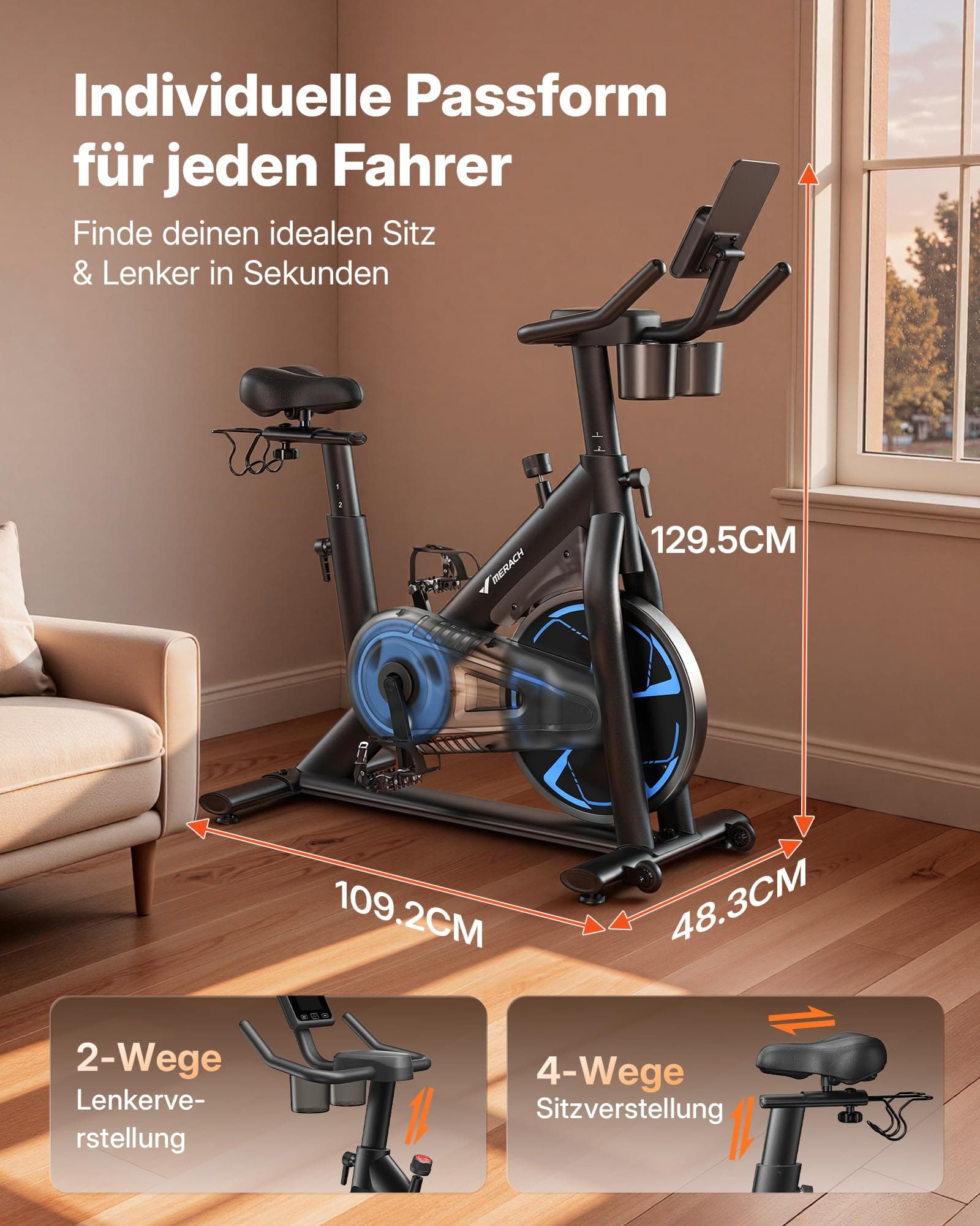 MERACH Heimtrainer Fahrrad mit Magnetischem Widerstand – Bild 7