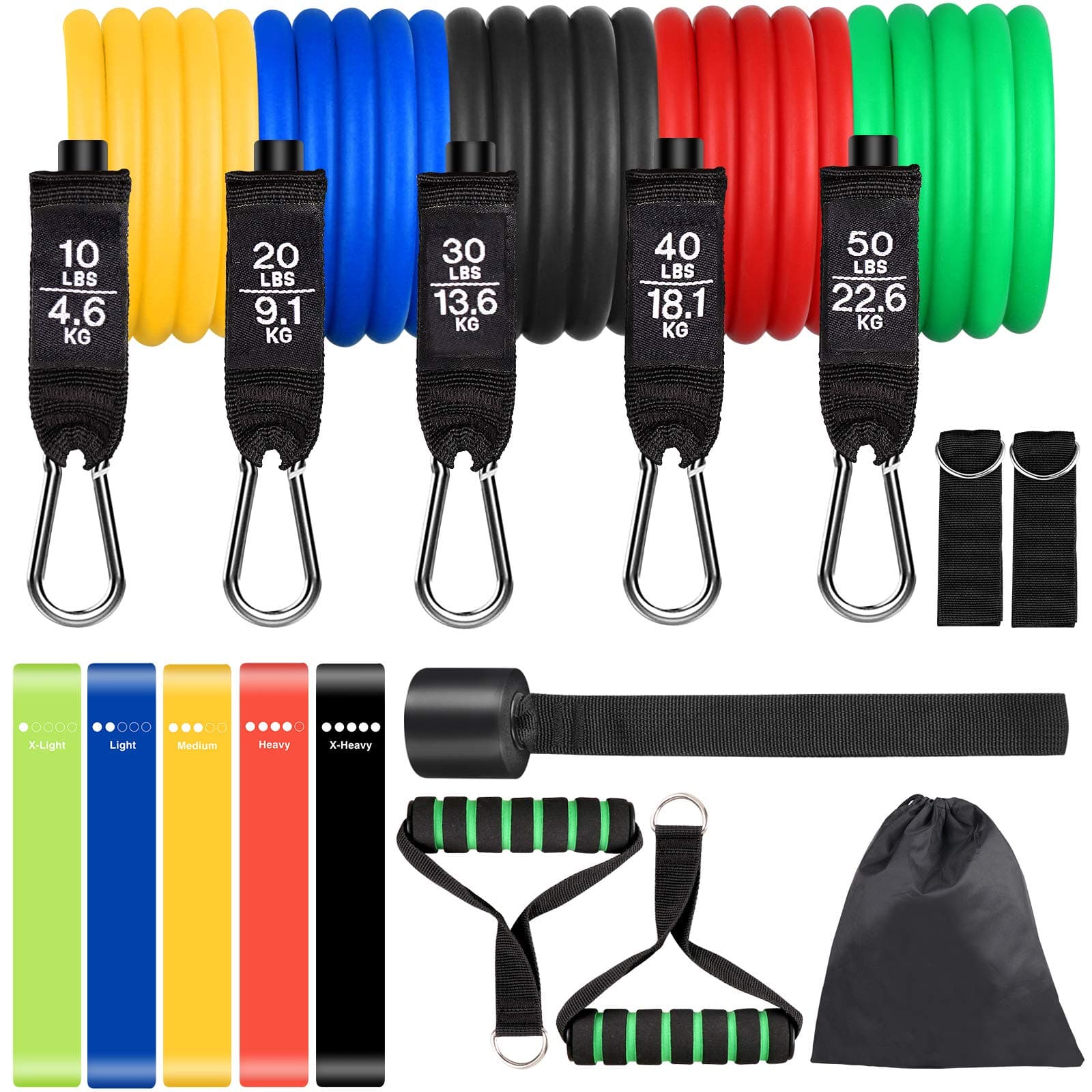 SENSYNE Resistance Bands Set 16PCS Exercise Band for Working Out Up to 150 lbs