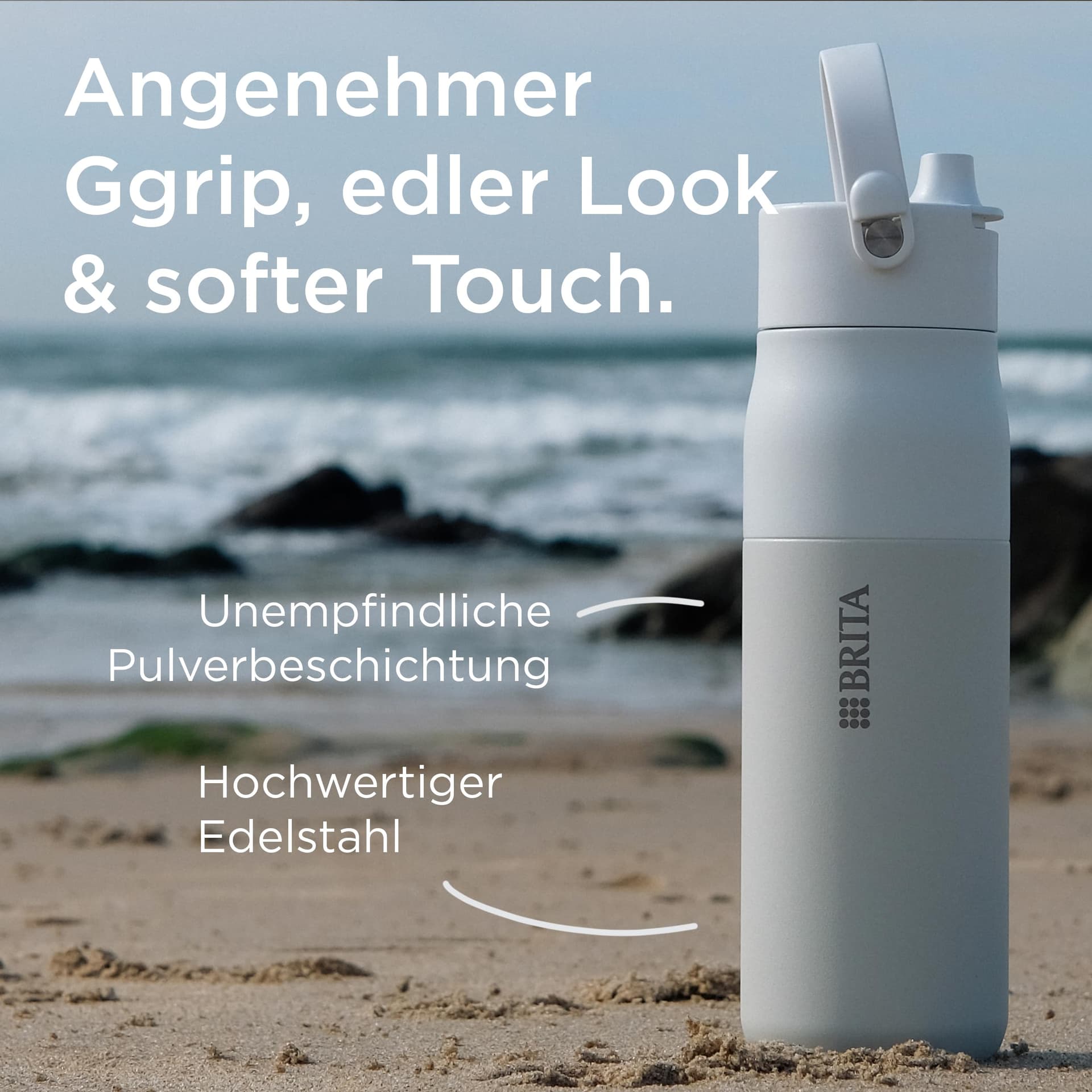 BRITA LARQ Essential Filter Trinkflasche mit Strohhalm beige (1 L – Bild 3