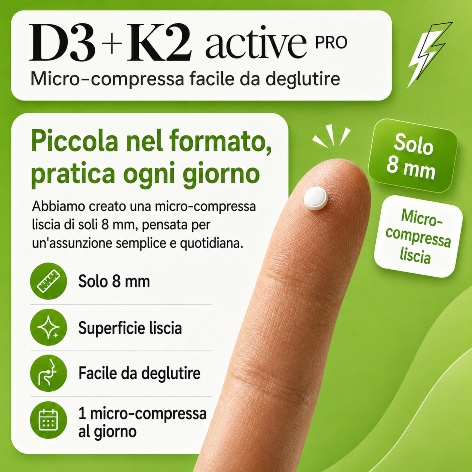 Vitaminact Vitamina D3 K2 (Dura 1 anno e 4 mesi) 500 Microcompresse – Bild 8