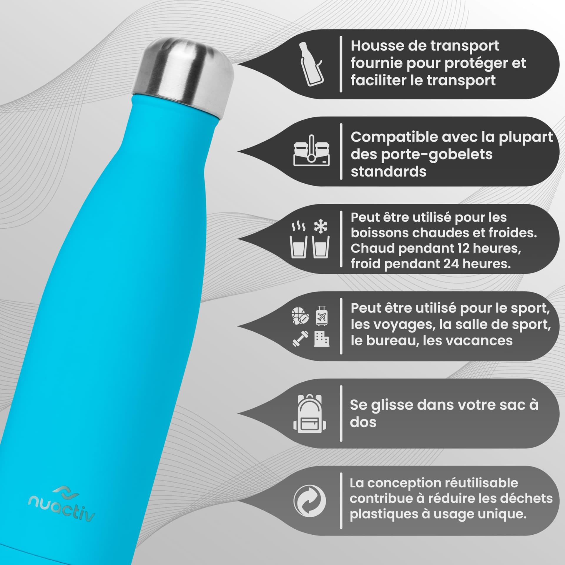 Nuactiv Stainless Steel Water Bottle 500ml – Bild 4