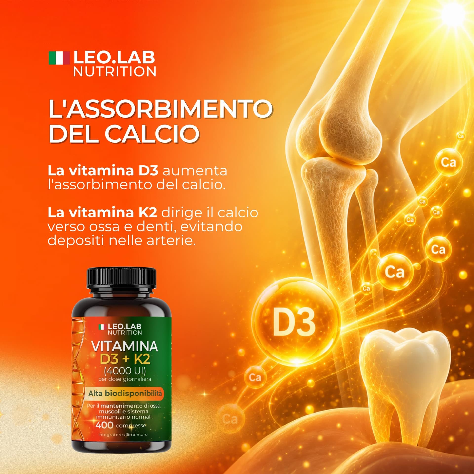 L.E.O LAB Vitamina D3 K2 4000 UI 400 Compresse – Bild 4