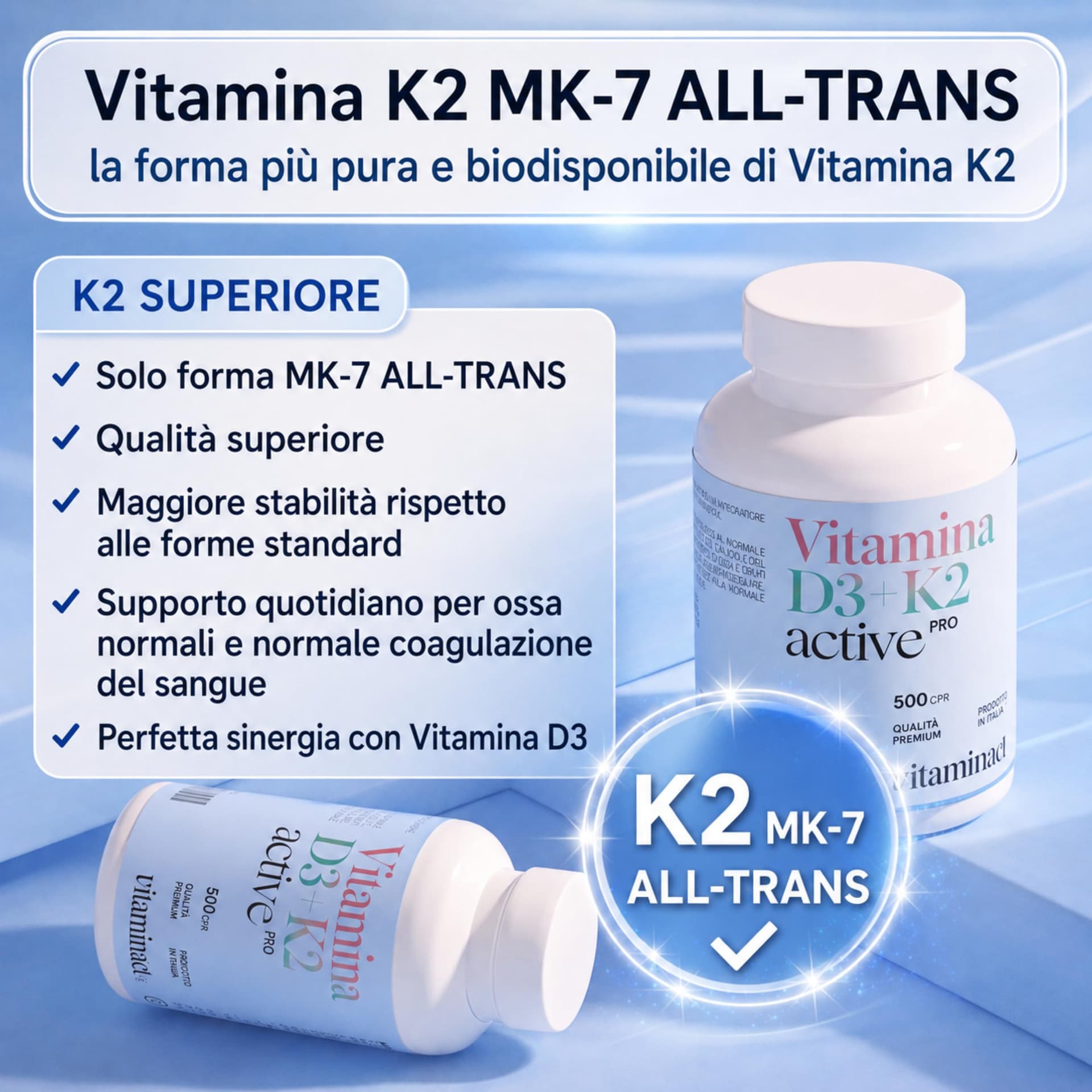 Vitaminact Vitamina D3 K2 (Dura 1 anno e 4 mesi) 500 Microcompresse – Bild 3
