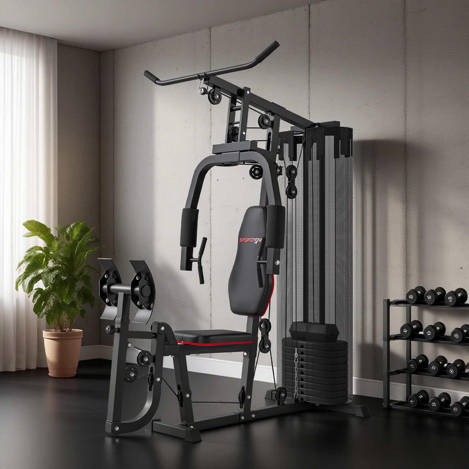 SPORTNOW Compact Home Gym System with 45kg – Bild 8