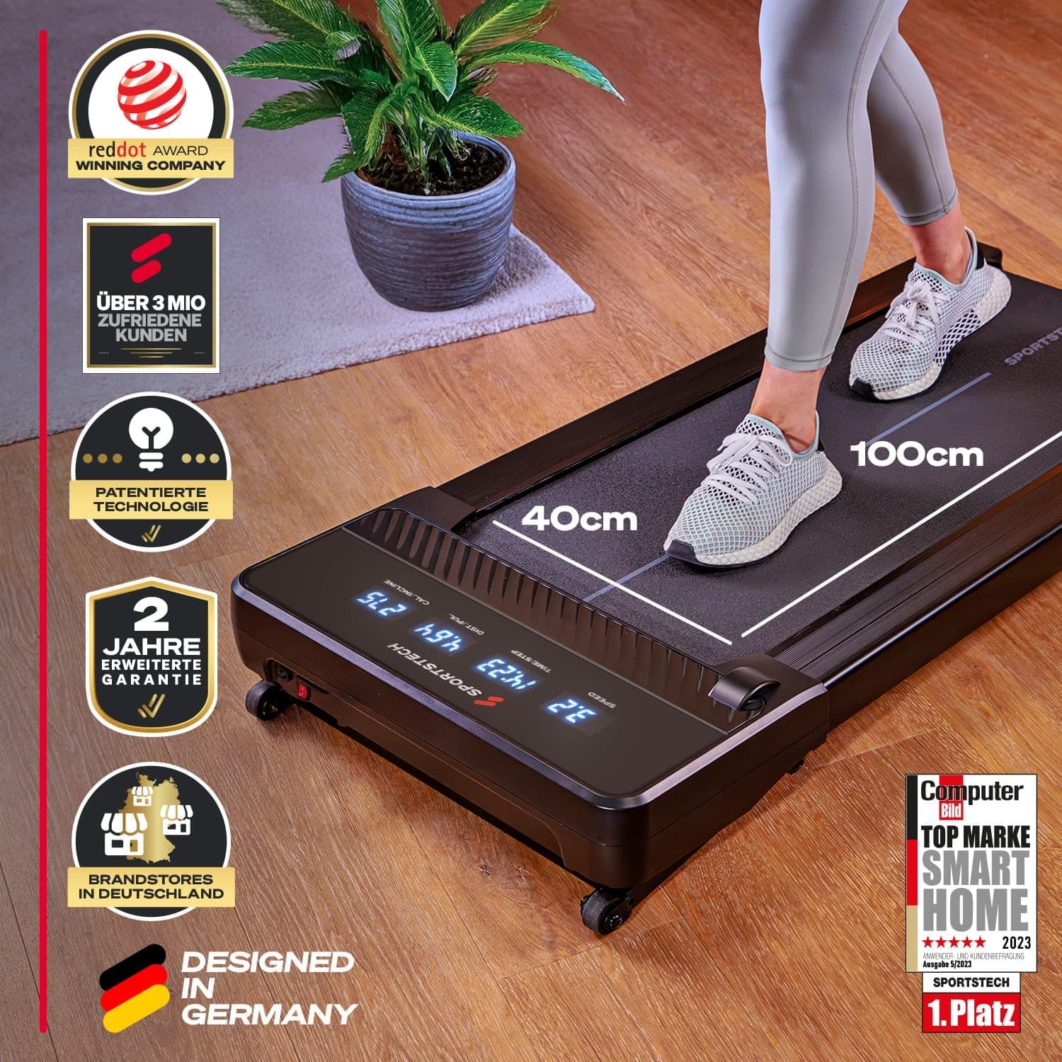 Sportstech Spad500 Laufband, 126 x 58 x 15,8 cm, 27,6 kg – Bild 4