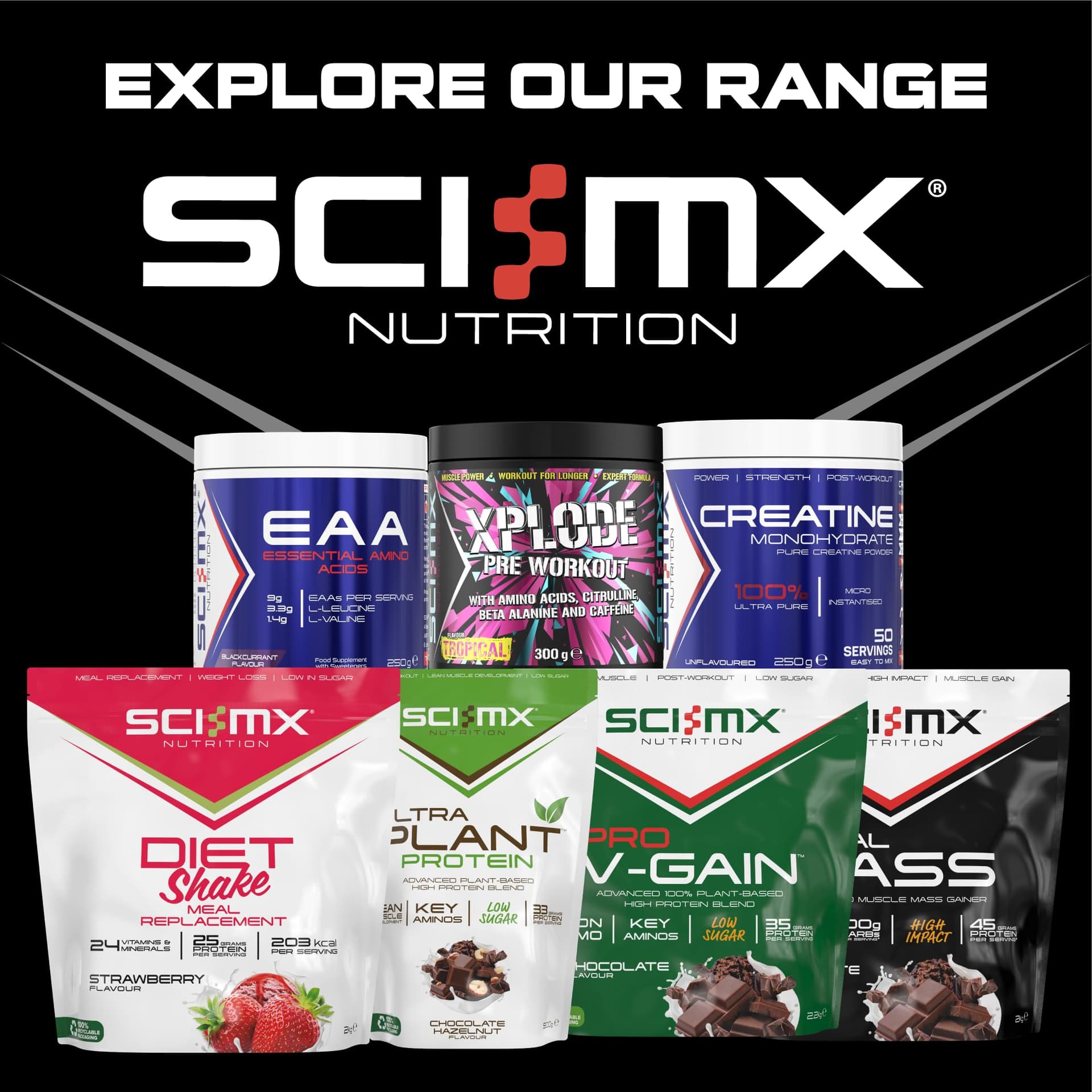 SCI-MX X-PLODE Pre Workout Powder - Sour Watermelon - Amino Acids + 250mg Caffeine • 6g – Bild 8