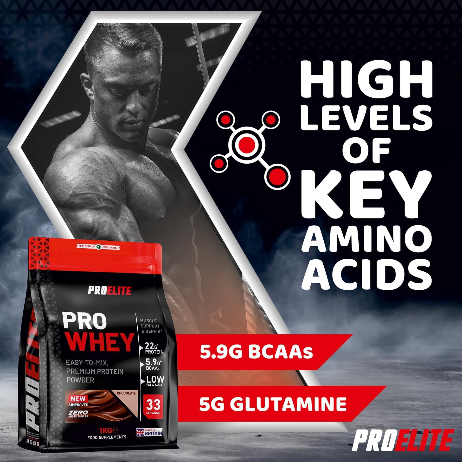 PROELITE Pro Whey Protein Powder 1kg – Bild 3