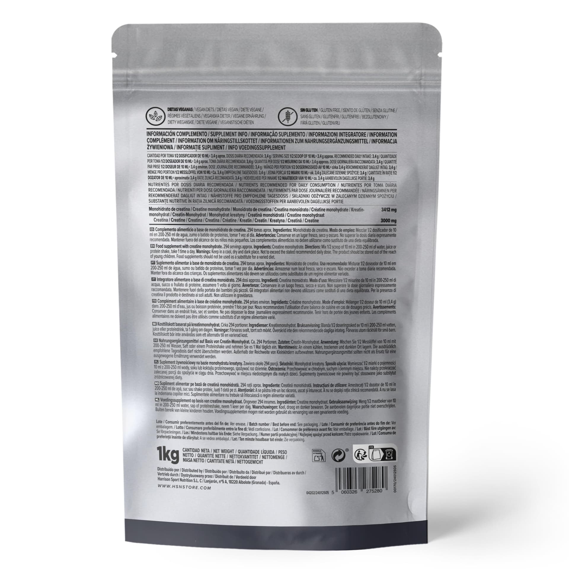 HSN Creatina Monohidrato Micronizada 1kg – Bild 2