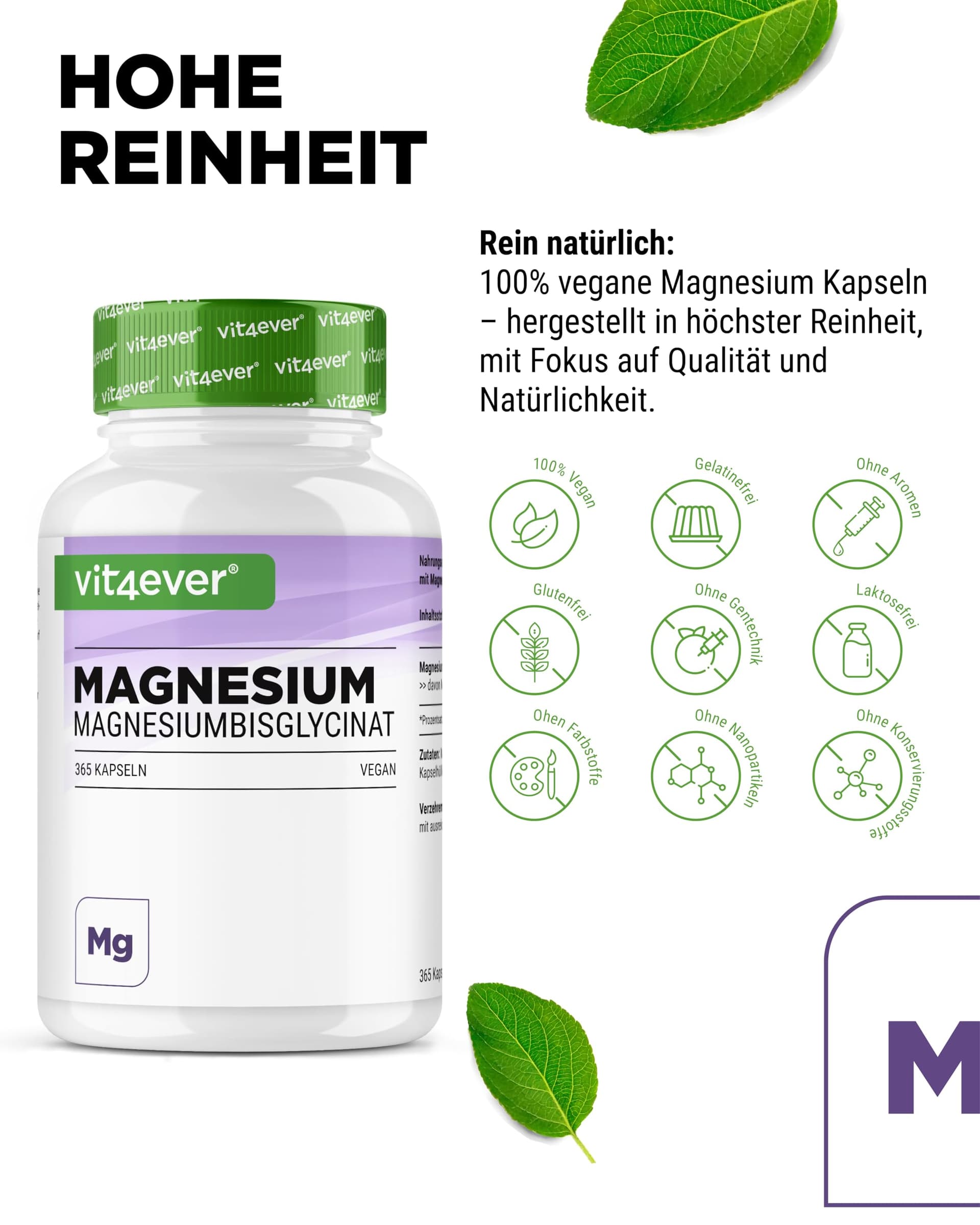 Vit4ever Magnesiumbisglycinat - 365 Kapseln – Bild 4