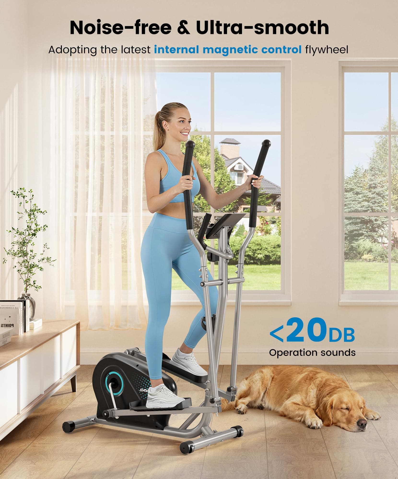 THERUN Crosstrainer, ultraleiser Ellipsentrainer für Zuhause, 6 kg – Bild 3