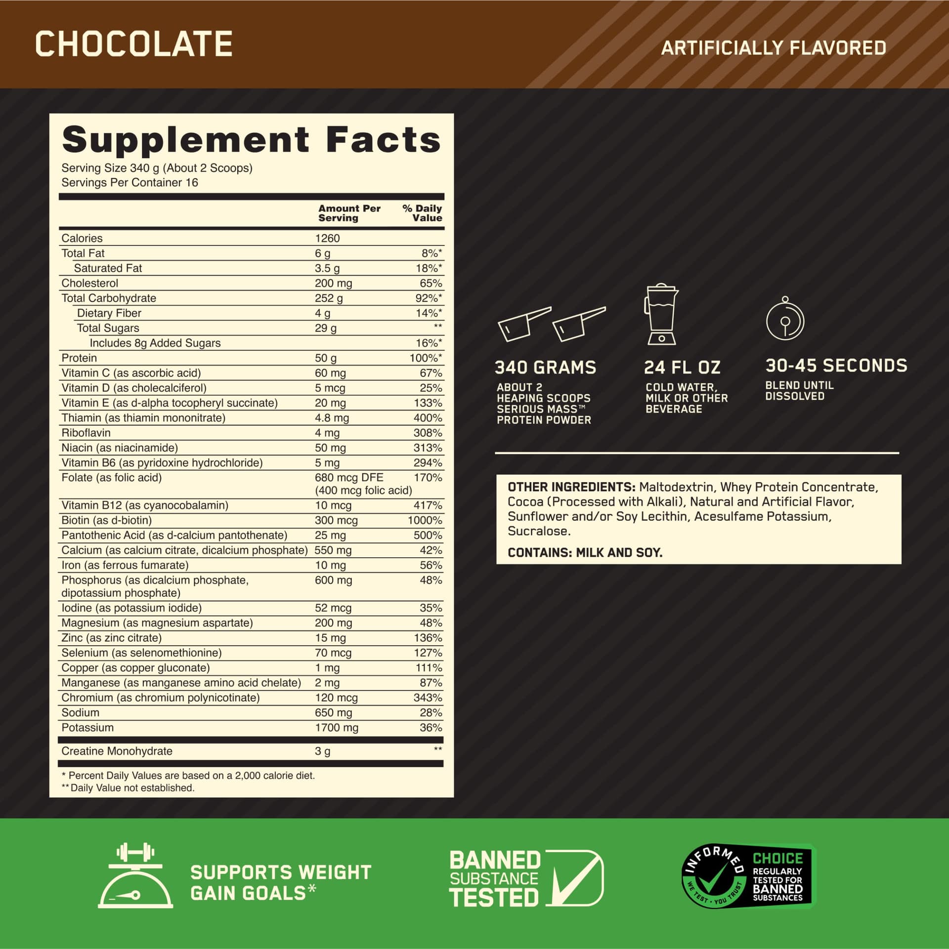 Optimum Nutrition Serious Mass – Bild 3