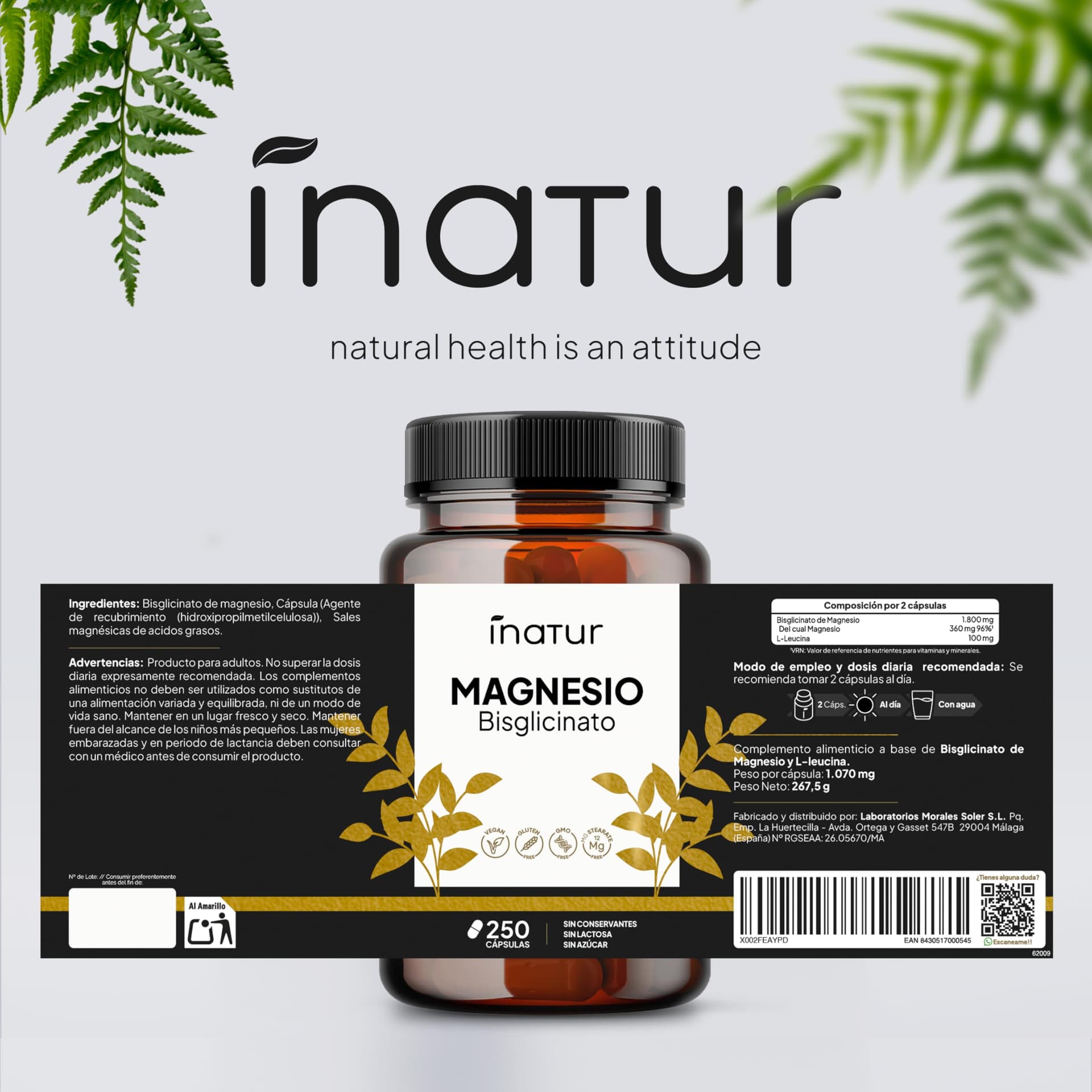 INATUR LAB Bisglicinato de Magnesio – 360 mg – Bild 6