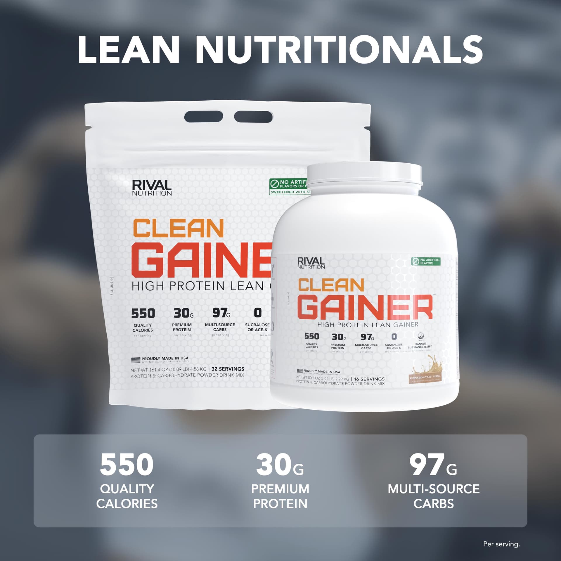 RIVAL NUTRITION Clean Gainer High-Protein Lean Gainer Powder Cinnamon Toast Cereal 5 Lb – Bild 3