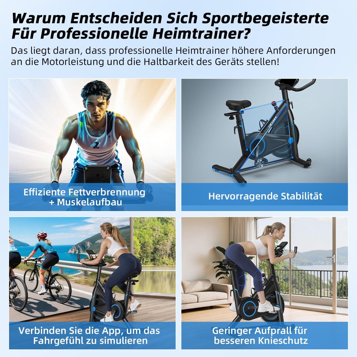 CHAOKE Heimtrainer Fahrrad mit App – Bild 5