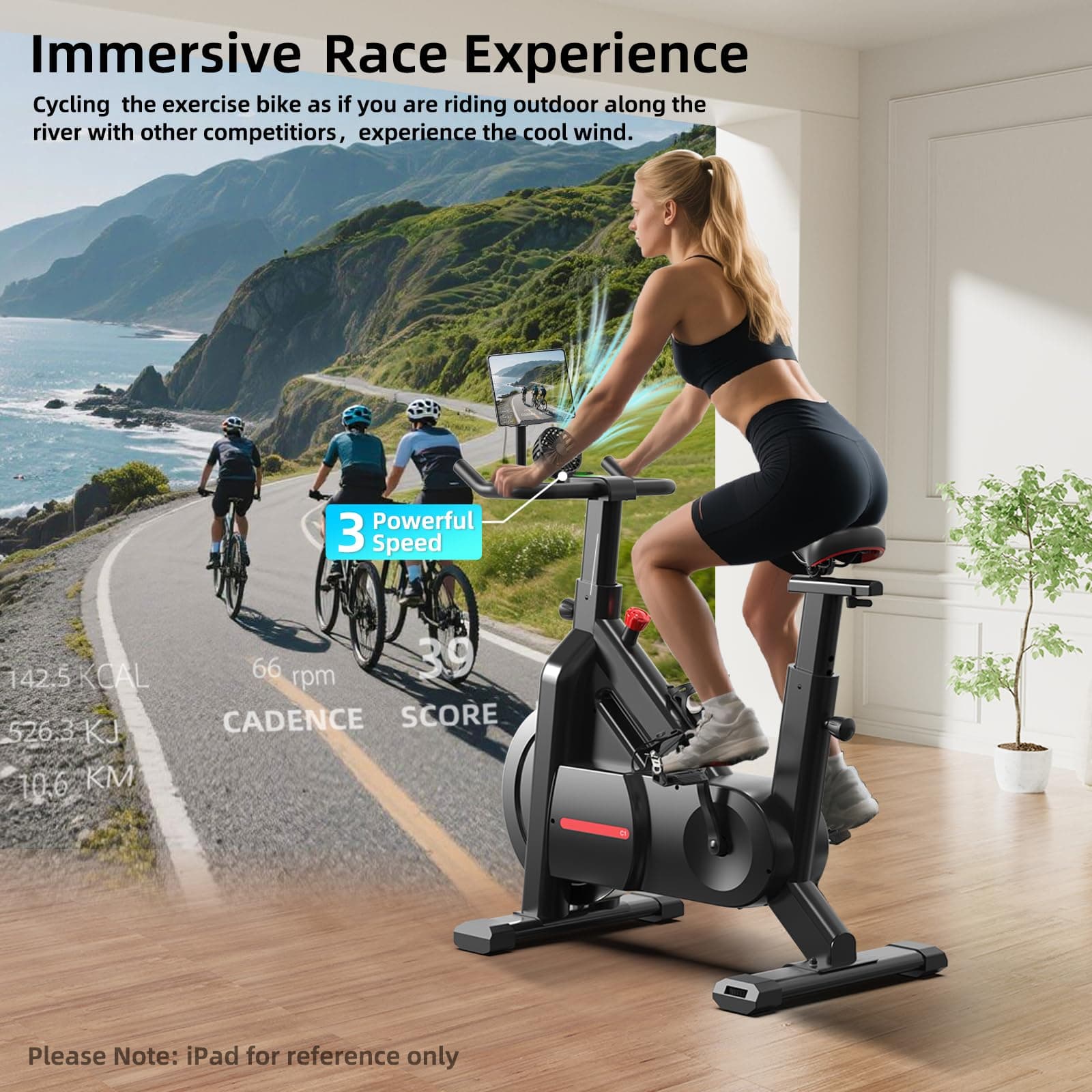 BluEarth Self-Powered Heimtrainer Fahrrad, leise Magnetischem Widerstand,max. 150KG – Bild 4