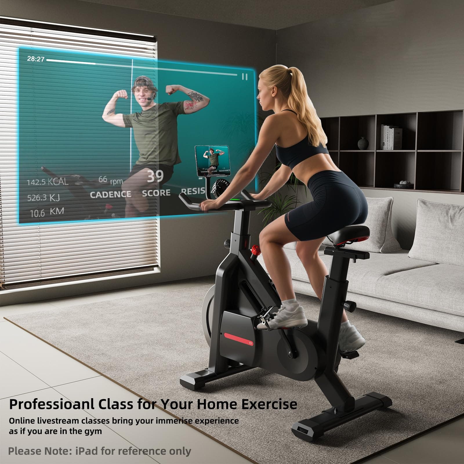 BluEarth Self-Powered Heimtrainer Fahrrad, leise Magnetischem Widerstand,max. 150KG – Bild 6