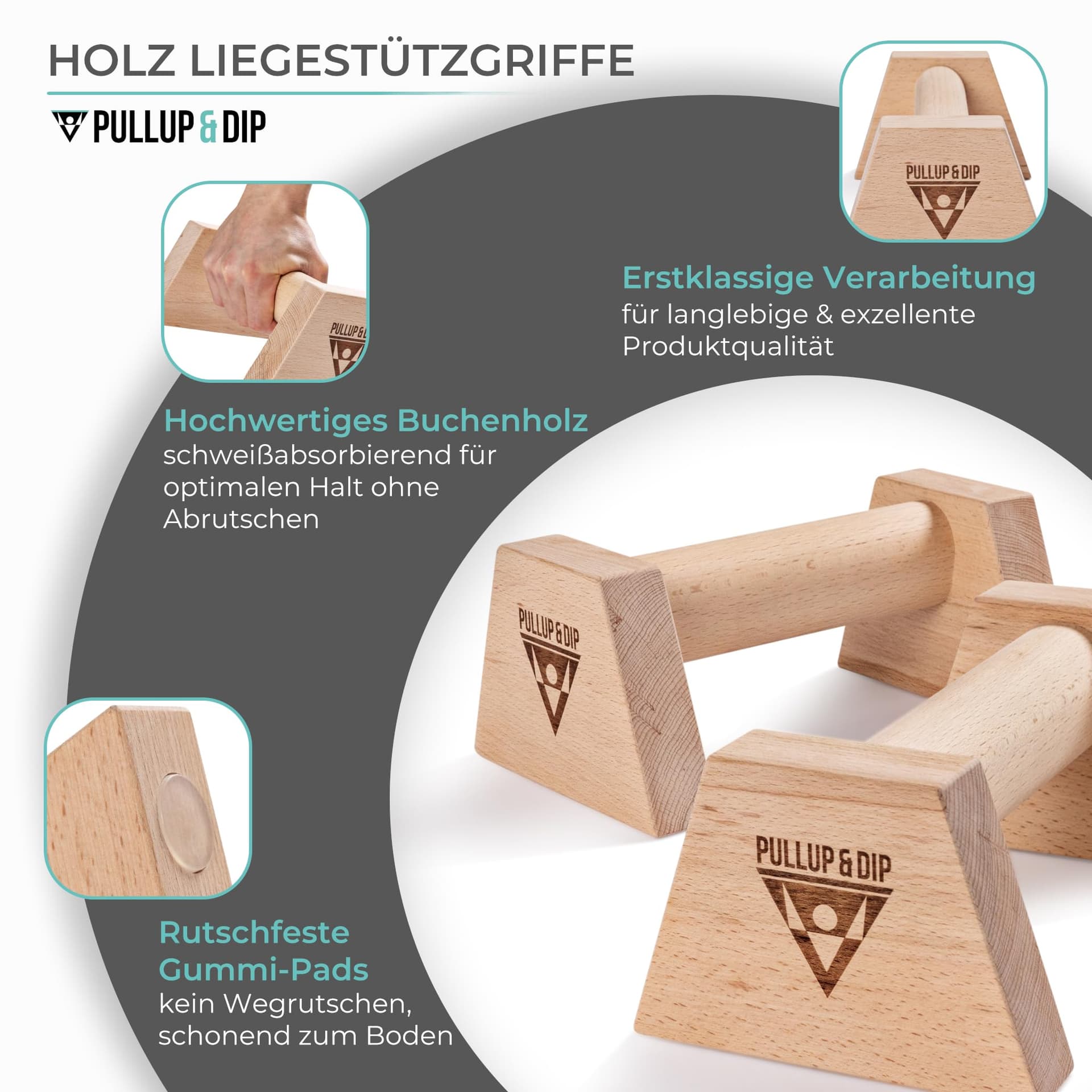 PULLUP & DIP Liegestützgriffe aus Holz inkl. – Bild 2