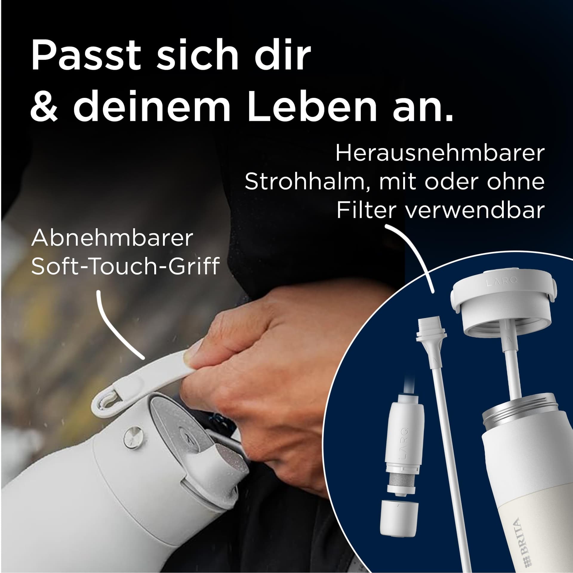 BRITA LARQ iQ Digitale Filter Trinkflasche schwarz (1 L – Bild 6