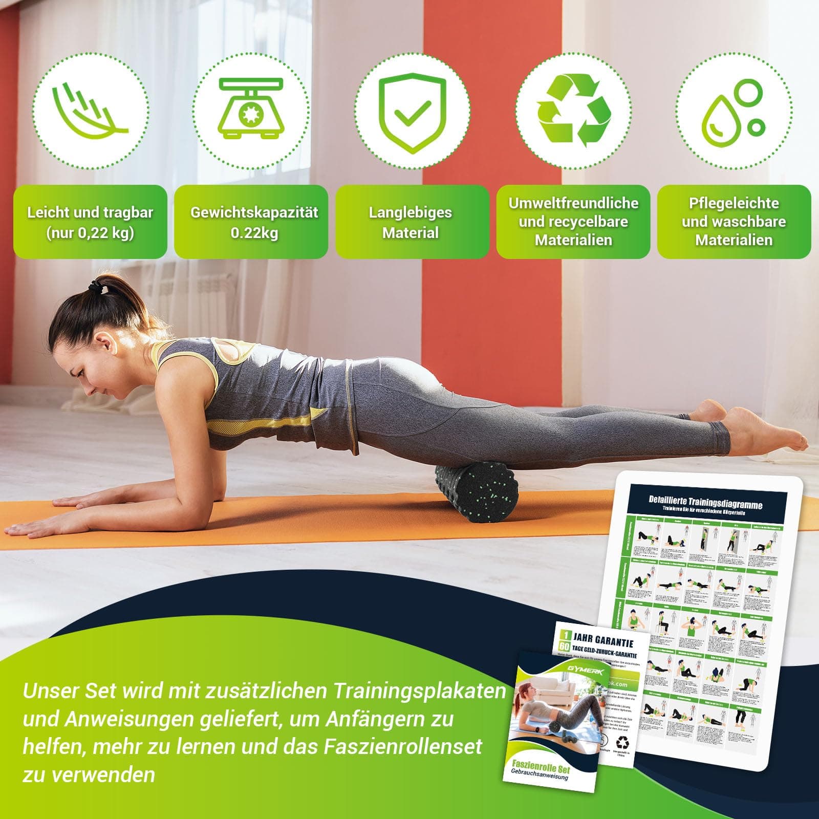 Faszienrolle Set mit 3D-Texturmassage – Bild 8