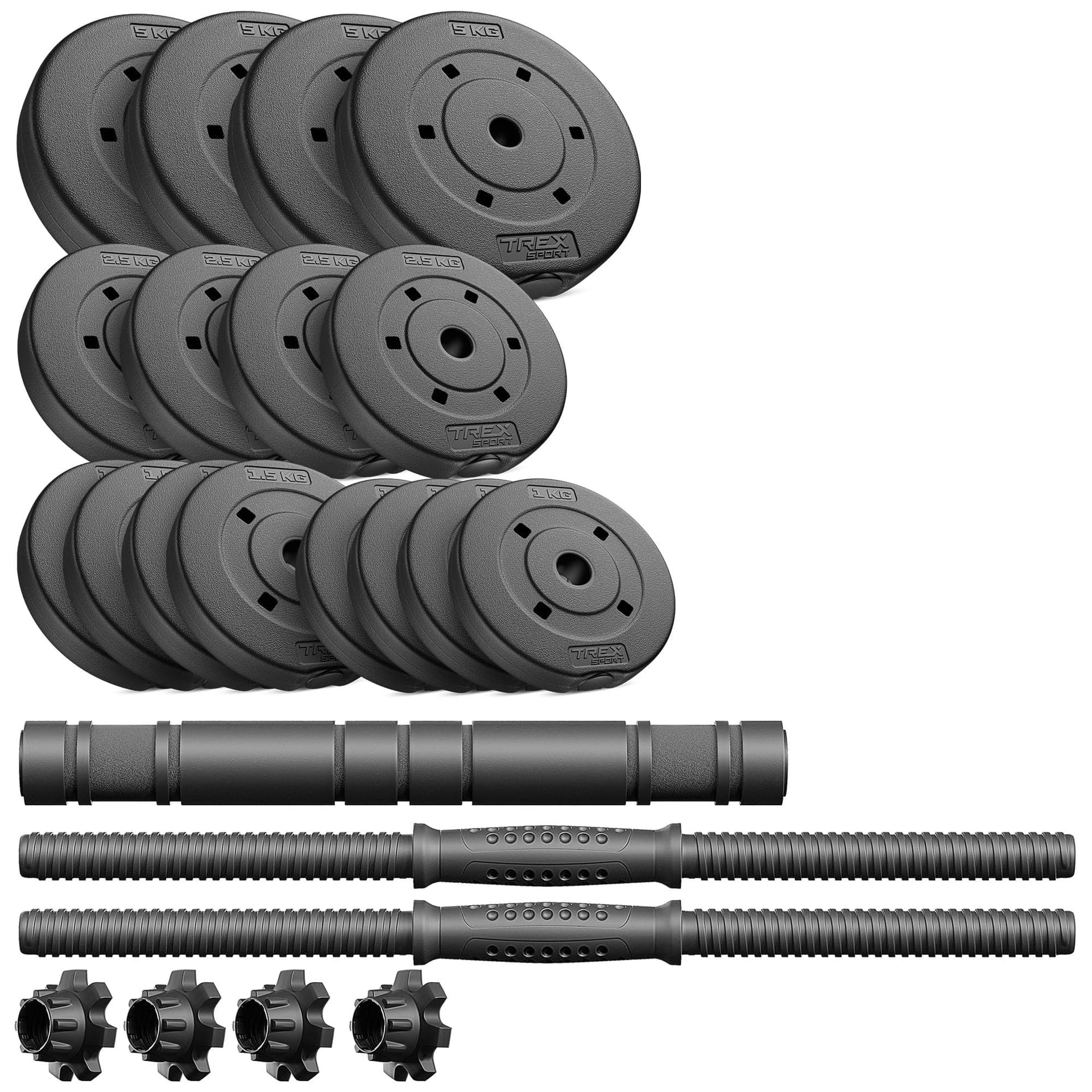 TREX SPORT Hanteln Set | 2er Set Kurzhanteln & Langhantel | 20 kg – Bild 7