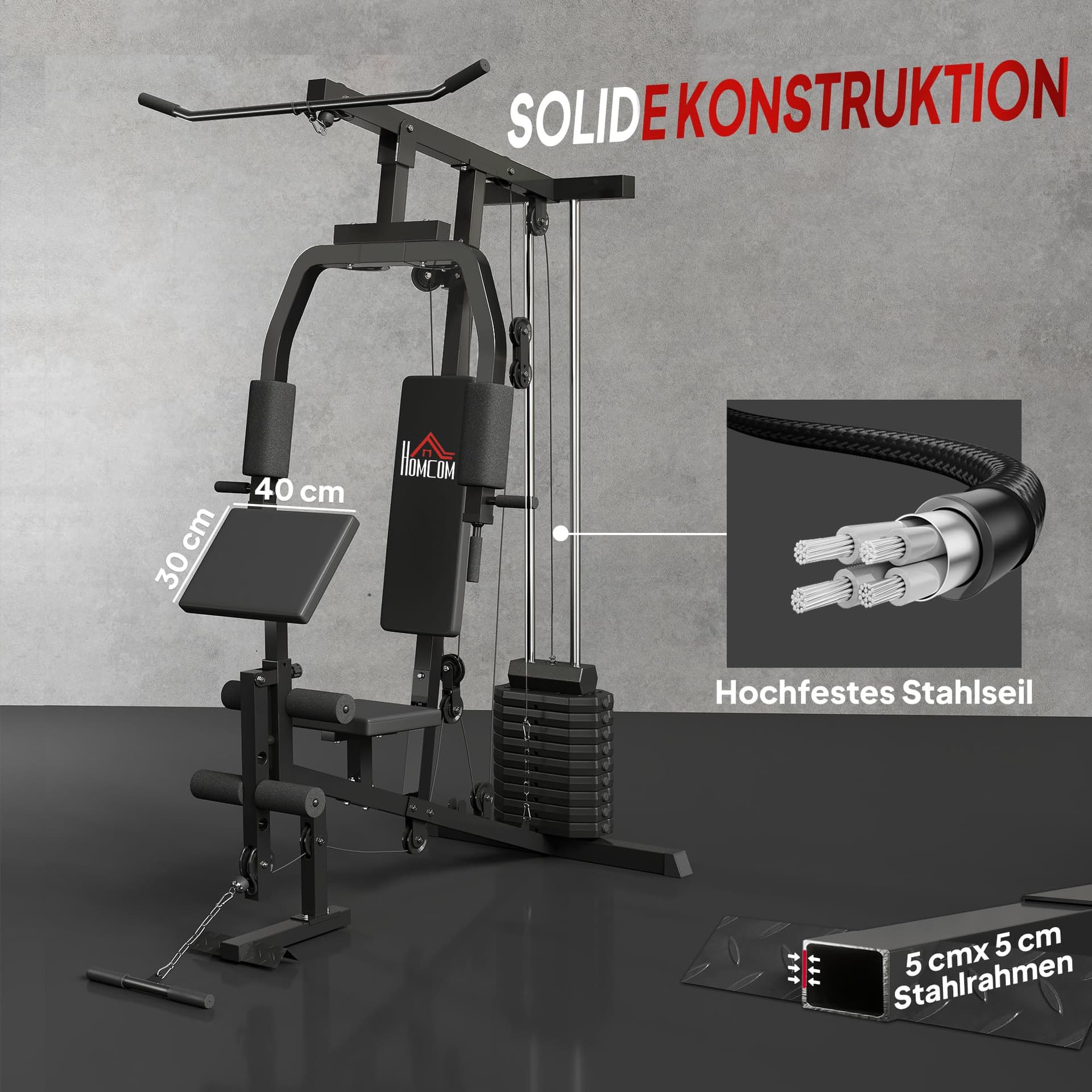 HOMCOM Kraftstation für Zuhause Fitnessstation mit – Bild 5