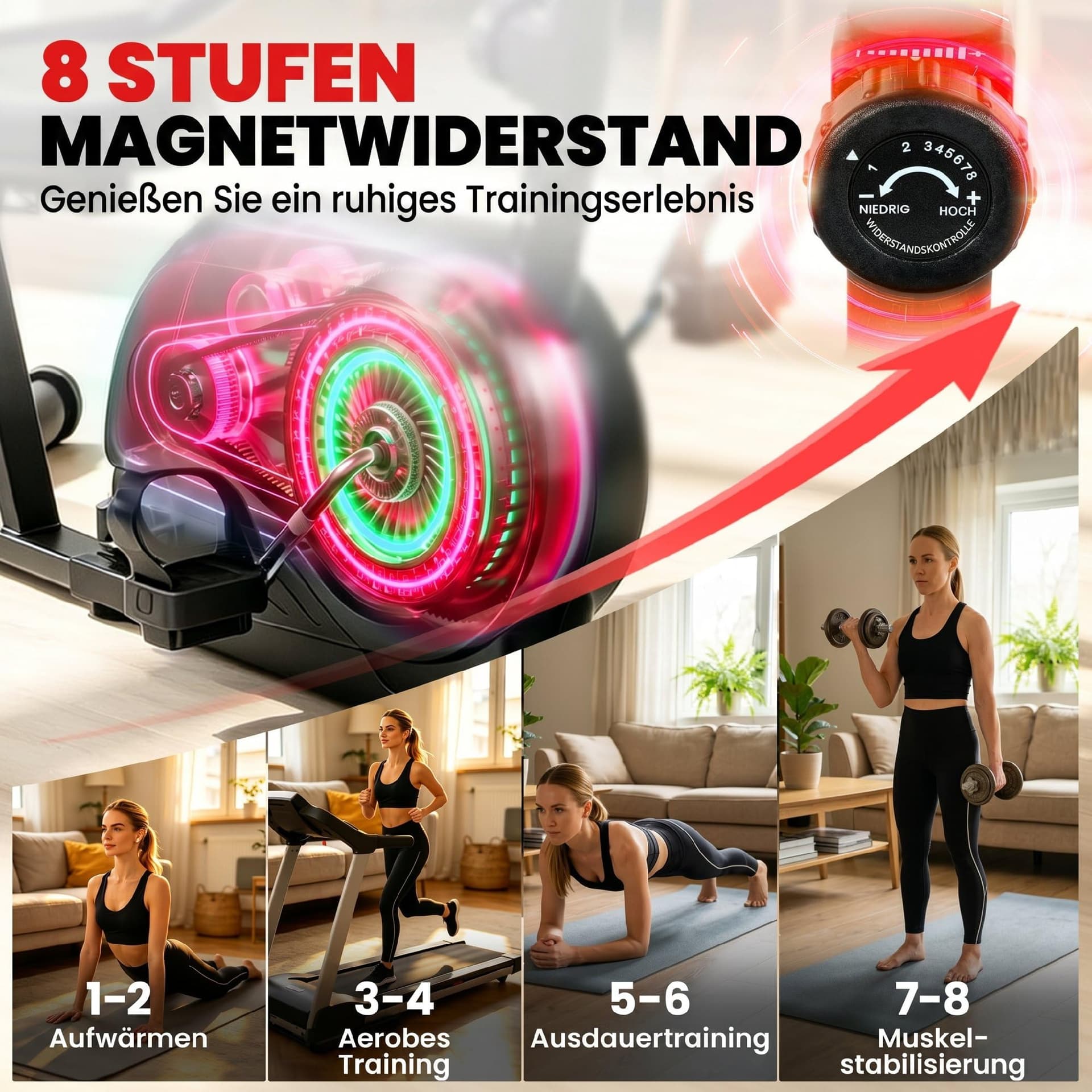 SPORTNOW Liegeergometer für Zuhause mit 8 verstellbar – Bild 4