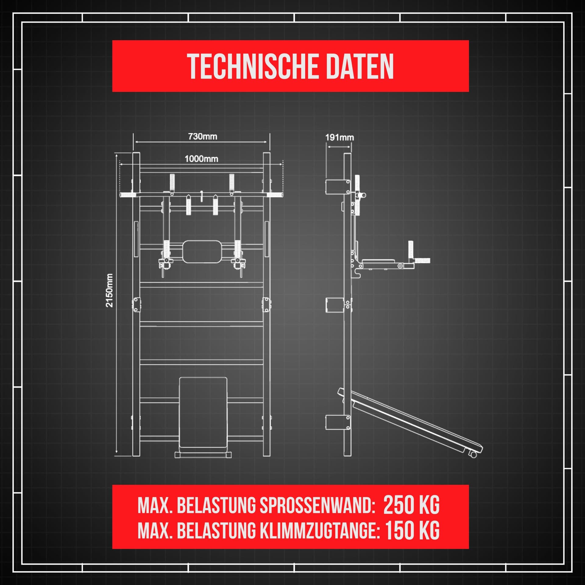 K-Sport : Trainingsset Sprossenwand + Dip Station – Bild 4