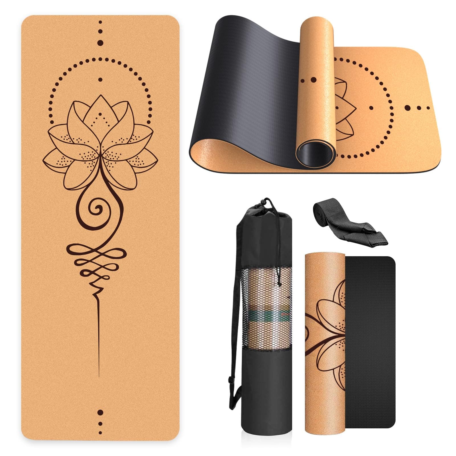 Haninj Tapis Yoga Liege Naturel 100% Tapis d'exercice Ecologique