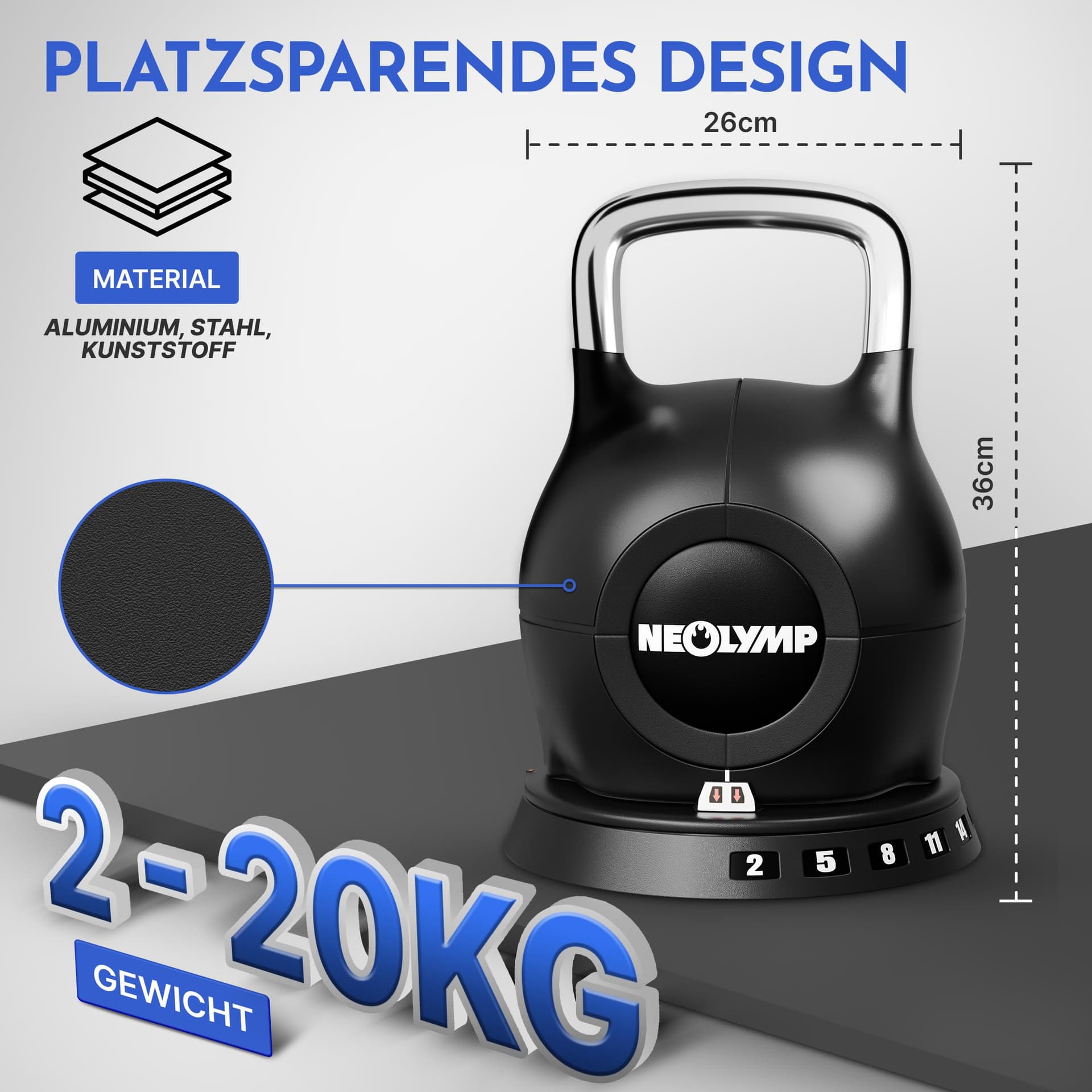 NEOLYMP Kettlebell Set 2-20 kg – Bild 2